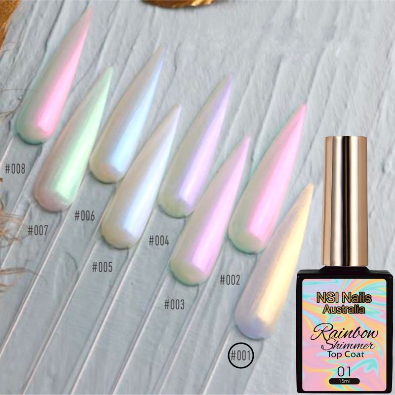 Rainbow Shimmer Gel Nail Polish Top Coat - Long Lasting High Gloss UV LED Soak Off Manicure - Perfect for Nail Art, Salon & Home Use
