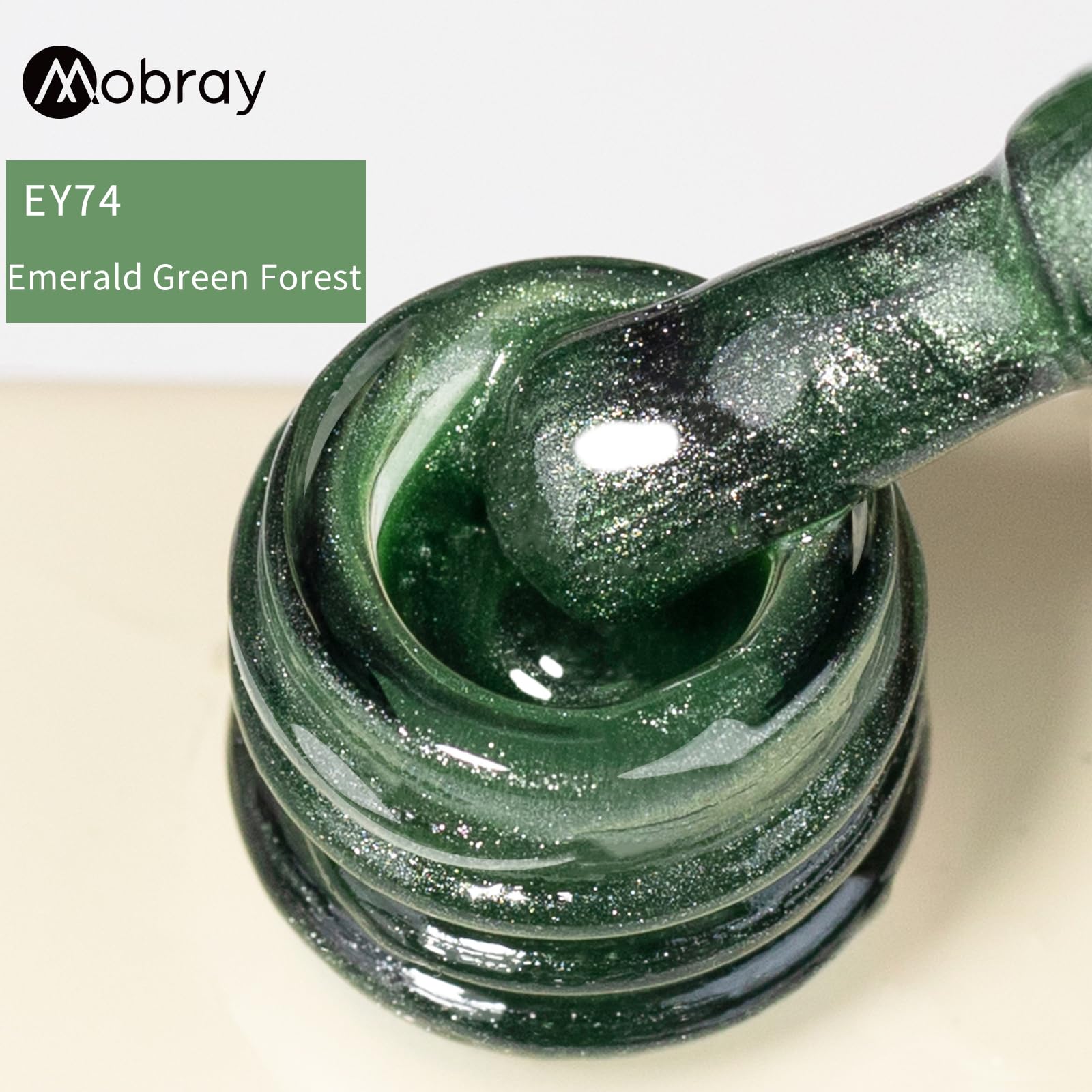 Emerald Green Cat Eye Gel Polish 15ml - UV Magnetic Glitter Nail Polish with Magnet - Long Lasting Translucent Nail Gel for Women - Nail Art Design (EY74) - Perfect for Salon, Home Manicures & Special Occasions