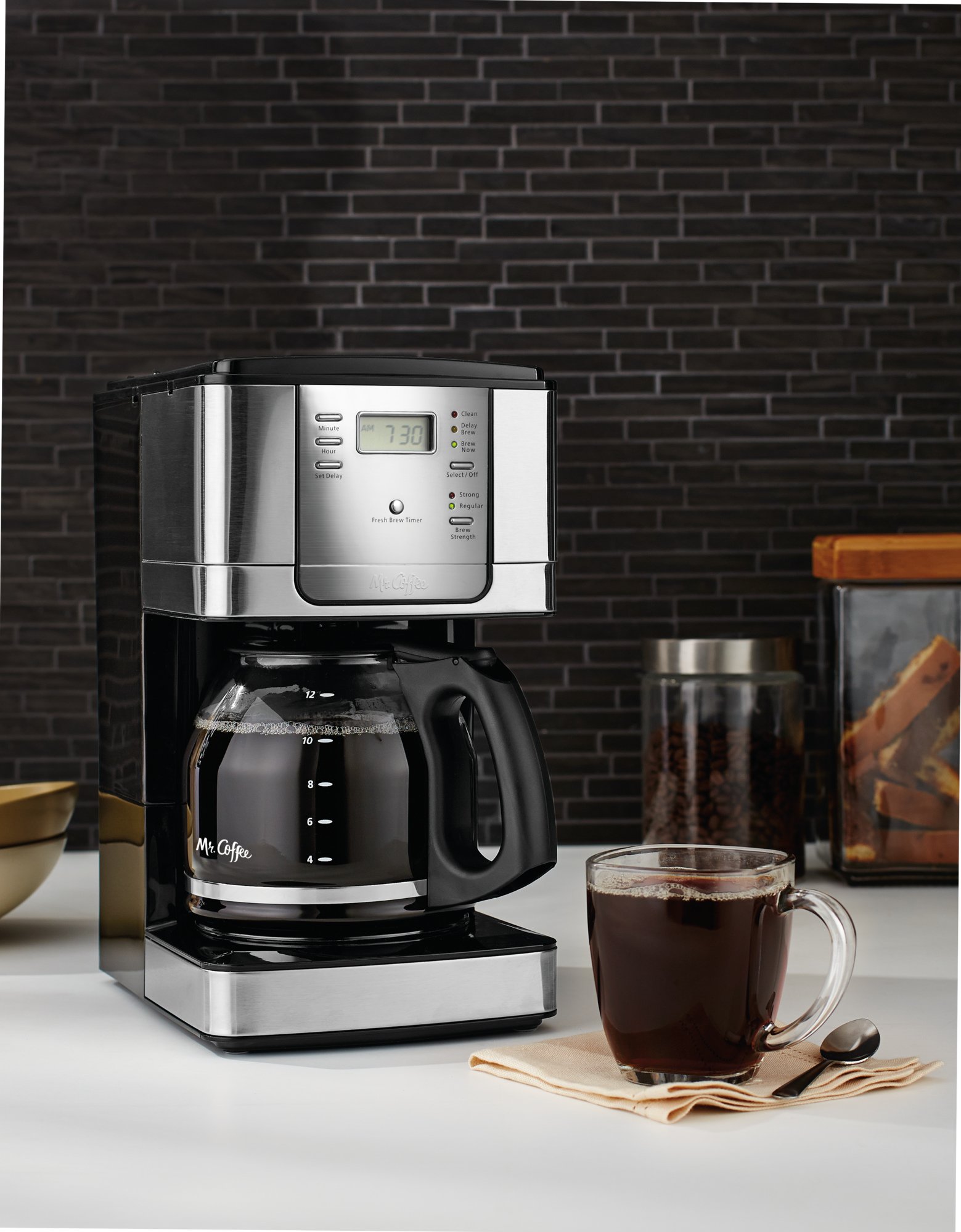 Mr. Coffee 12-Cup Programmable Coffee Maker with Auto Shut-Off, Stainless Steel - Perfect for Home, Office & Entertaining Guests