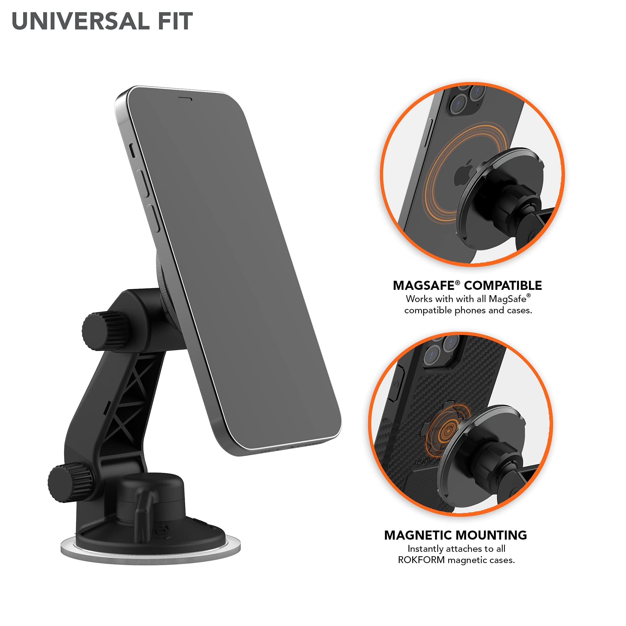 Rokform Crystal Clear Magnetic Case for iPhone 13 Pro Max with Car Windshield Mount - Secure Phone Holder for Driving, Commuting & Hands-Free Navigation