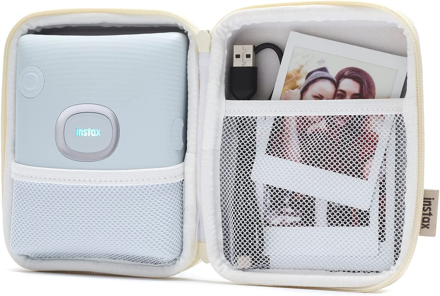 Fujifilm Instax SQUARE Link Smartphone Printer & Woven Ivory Case - Print Photos Instantly from Phone, Perfect for Travel, Parties & Memory Keeping