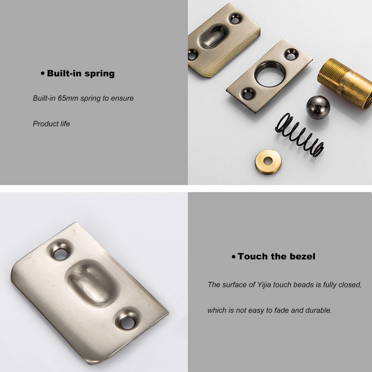 Adjustable Spring Ball Catch Latch for Closet & Cabinet Doors - Gold (Pack of 2) | French Door Catches | Perfect for Home, Office & RV Use