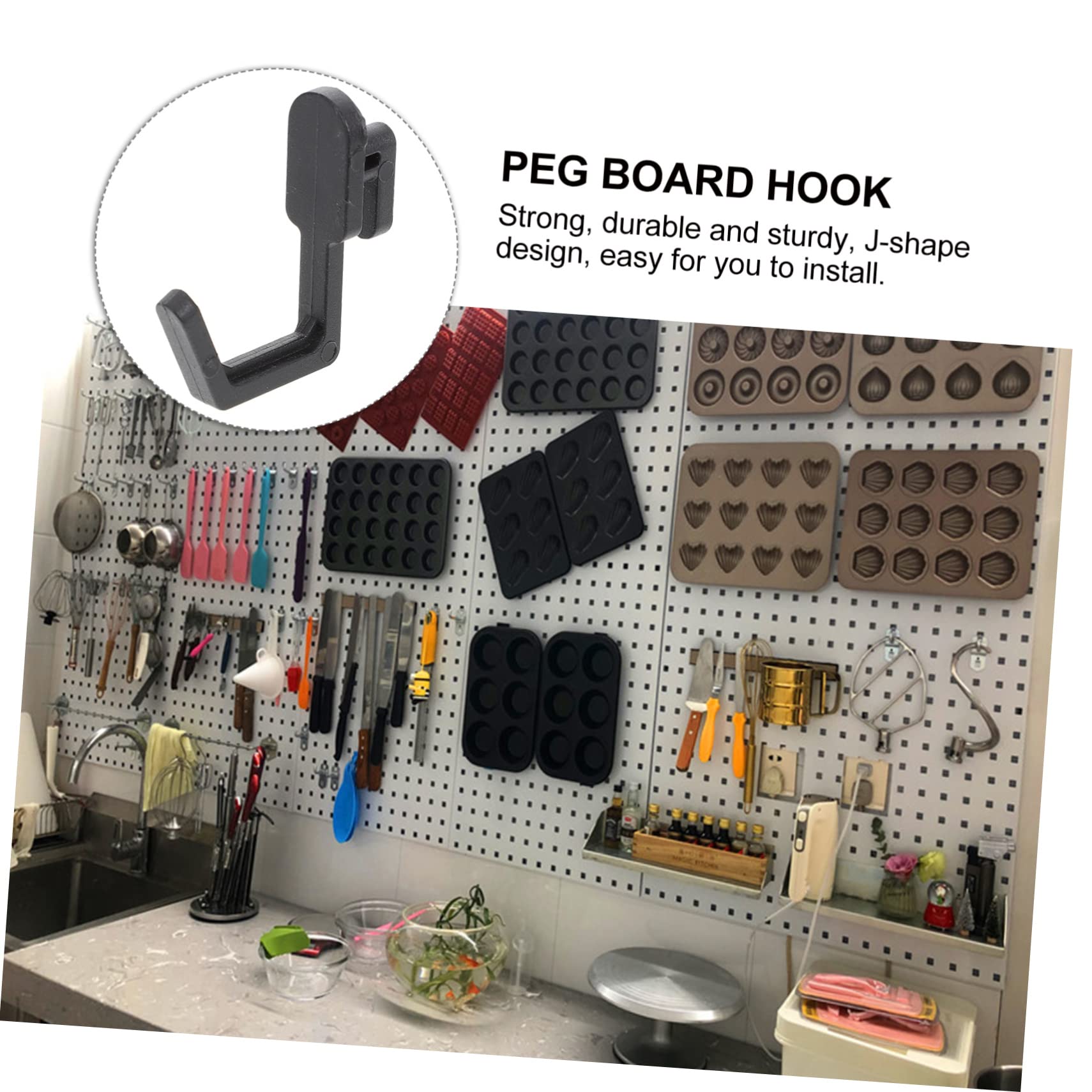 Zerodeko 4-Pack Garage Tool Organizer Set - 20pc J-Shape Pegboard Hooks & Wall Mount Storage System for Workshop, Garage & DIY Projects - Heavy Duty Metal Tool Hangers for Hammers, Wrenches & Power Tools