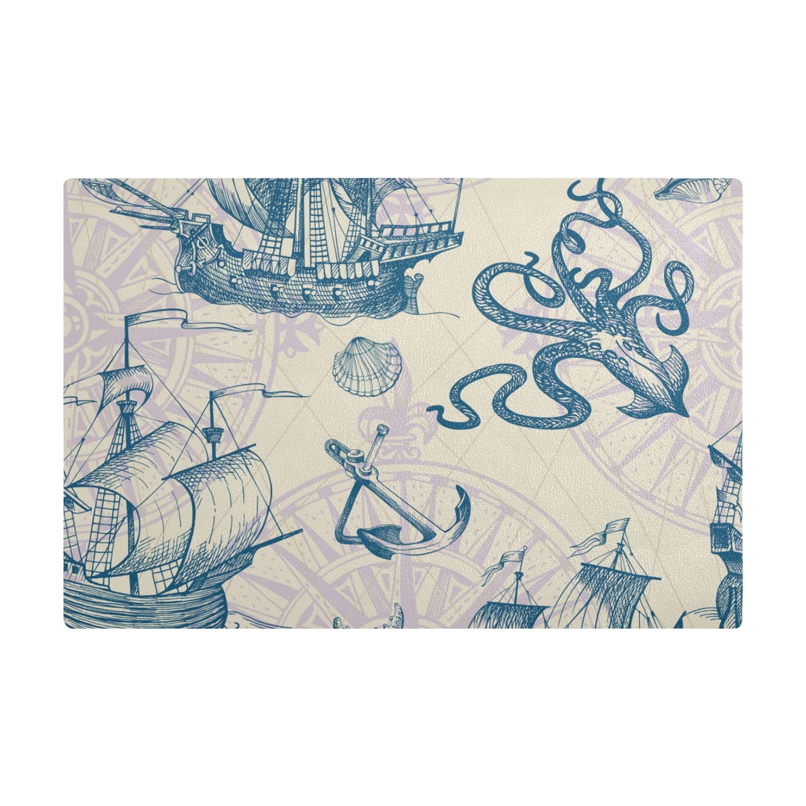 Vintage Sailboat Dish Drying Mats - Absorbent Reversible Kitchen Counter Mat, 17.7