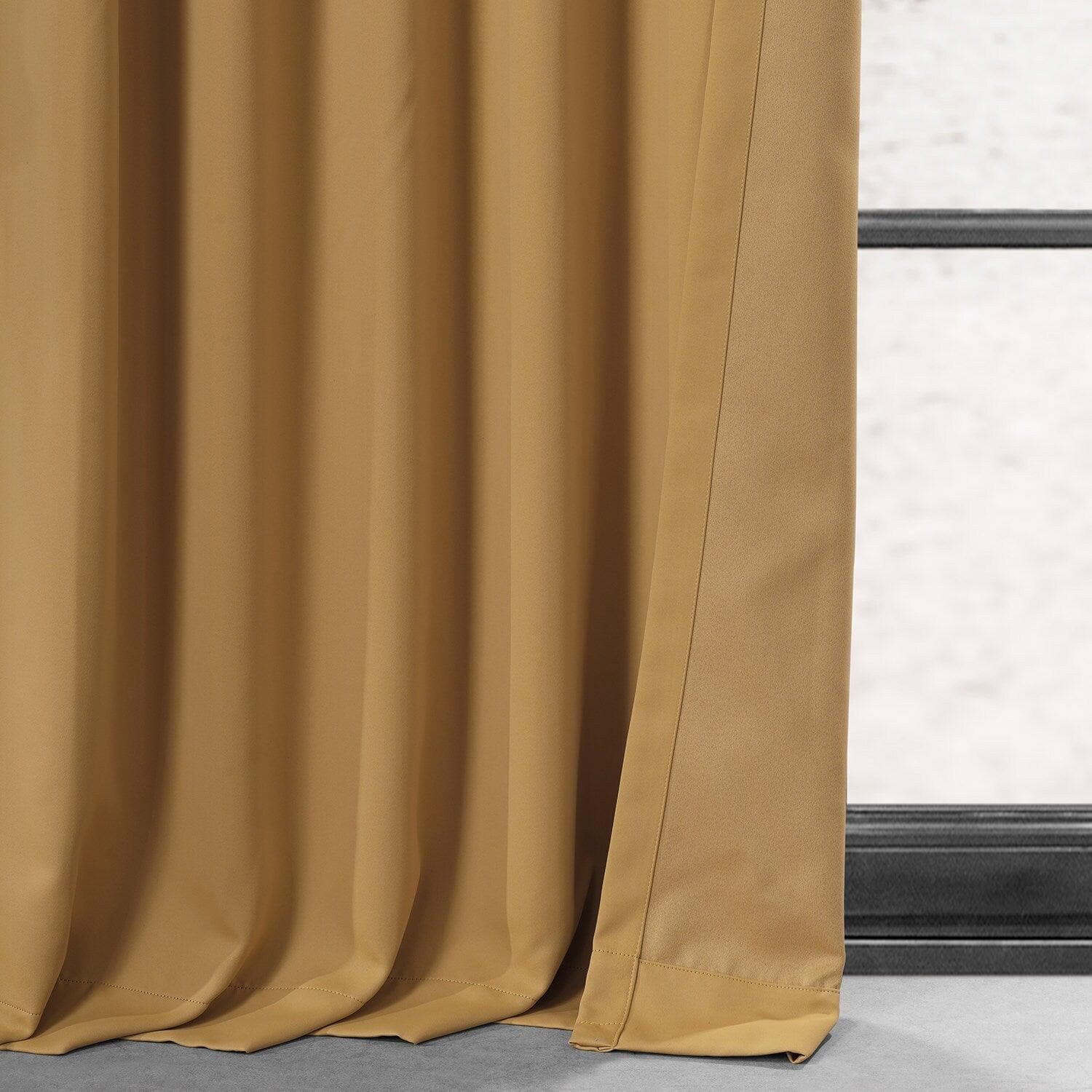 Premium Blackout Curtains for Bedroom - Chesapeake Gold Woven Hotel Style Curtain Pair (2 Panels) - Noise Reducing & Light Blocking for Better Sleep