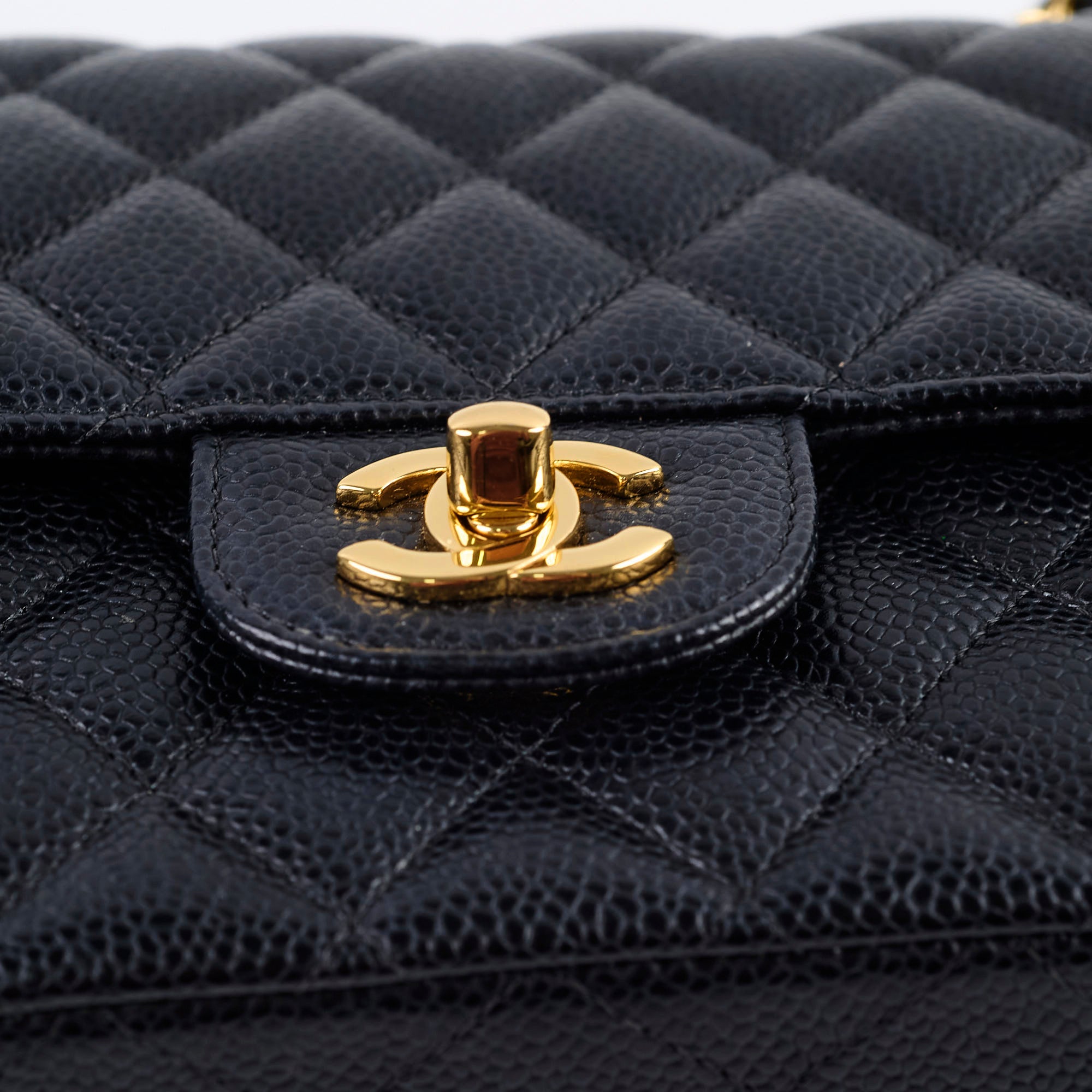 Chanel Medium/Large Caviar Double Classic Flap Black Handbag - Luxury Designer Shoulder Bag for Women | Perfect for Work, Evening Events & Special Occasions