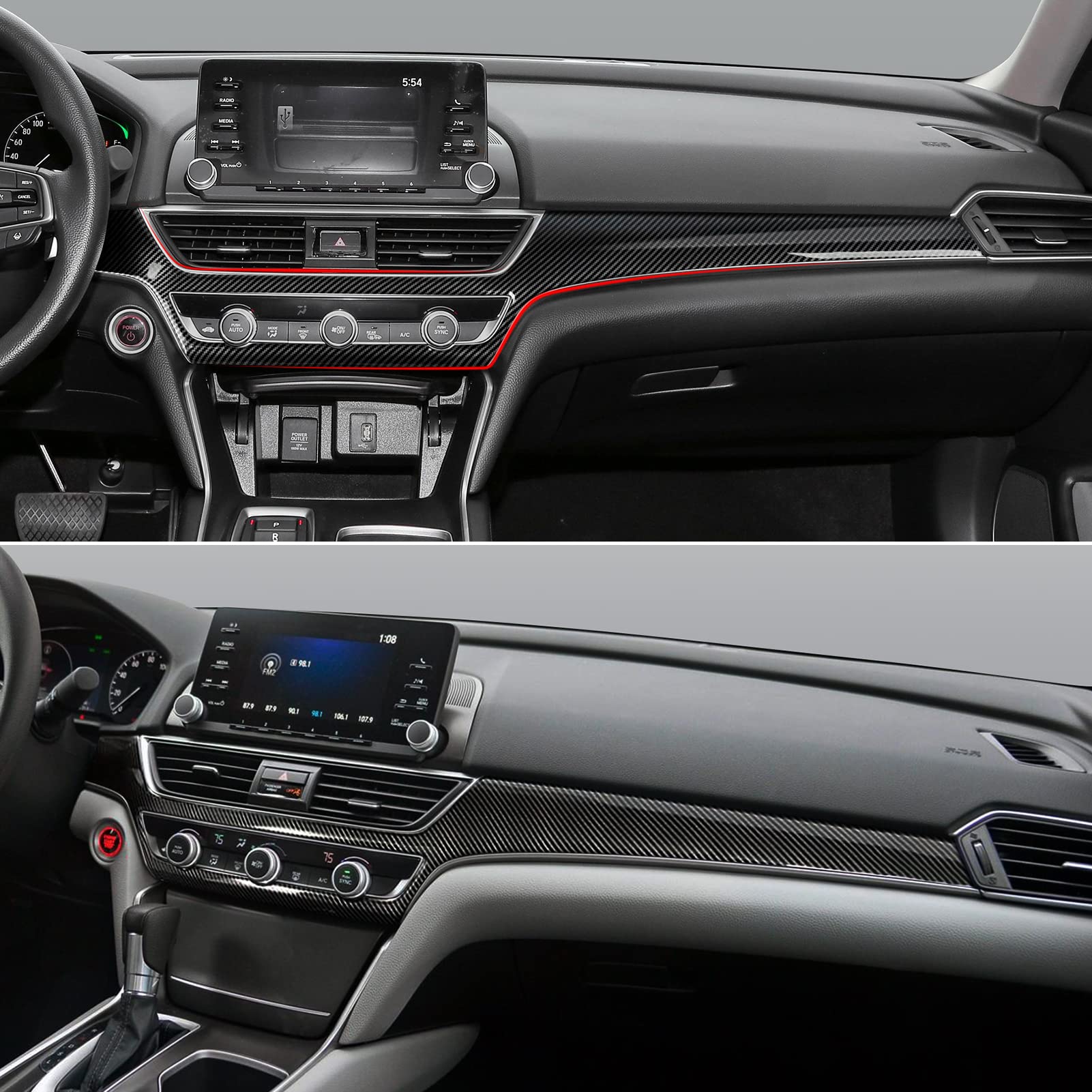 2018-2022 Honda Accord 10th Gen Dashboard Vent Trim Decals - ABS Carbon Fiber A/C Outlet Stickers | Car Interior Upgrade Accessories for Enhanced Style & Protection