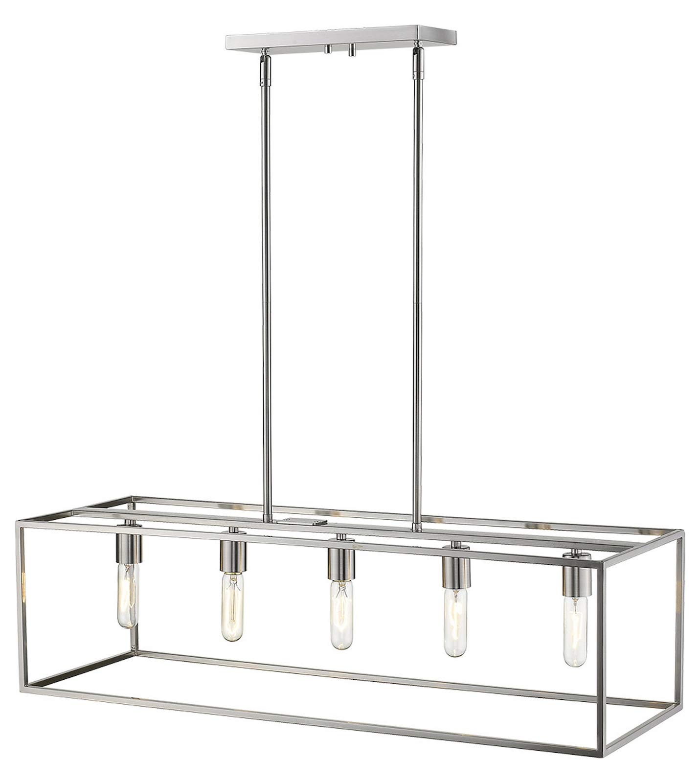 5-Light Modern Island Pendant Light Fixture in Satin Nickel Finish - Perfect for Kitchen Island, Dining Room, and Bar Lighting