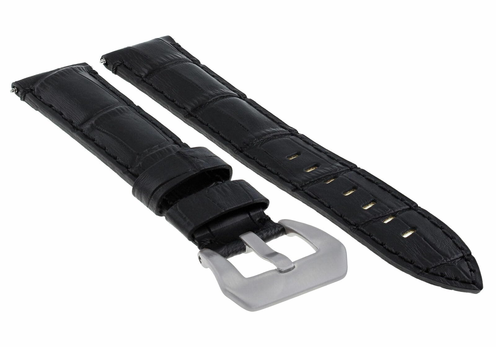 24mm Genuine Leather Watch Band Strap for Men's Montblanc Watch - Black Replacement Strap | Durable & Comfortable for Business, Casual & Formal Occasions