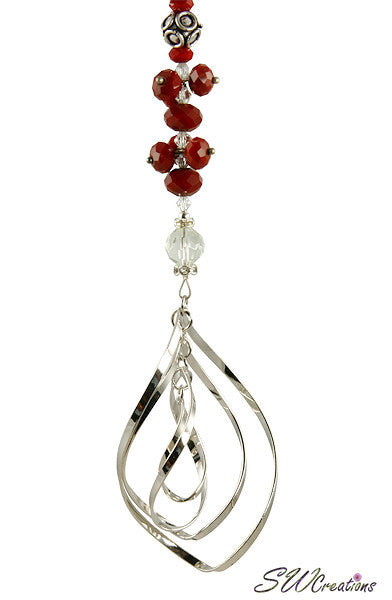 Elegant Ruby Crystal Beaded Ceiling Fan Pull Chain - Vintage Home Decor for Bedroom, Living Room & Porch Lighting Fixtures