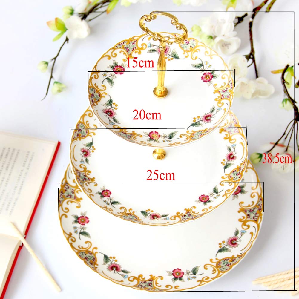 3-Tier Ceramic Cupcake Stand for Desserts - Elegant European Style Cake Display for Birthdays, Weddings & Parties - Perfect for Home Decor & Serving Platters - Ideal for Buffets, Tea Parties & Special Events