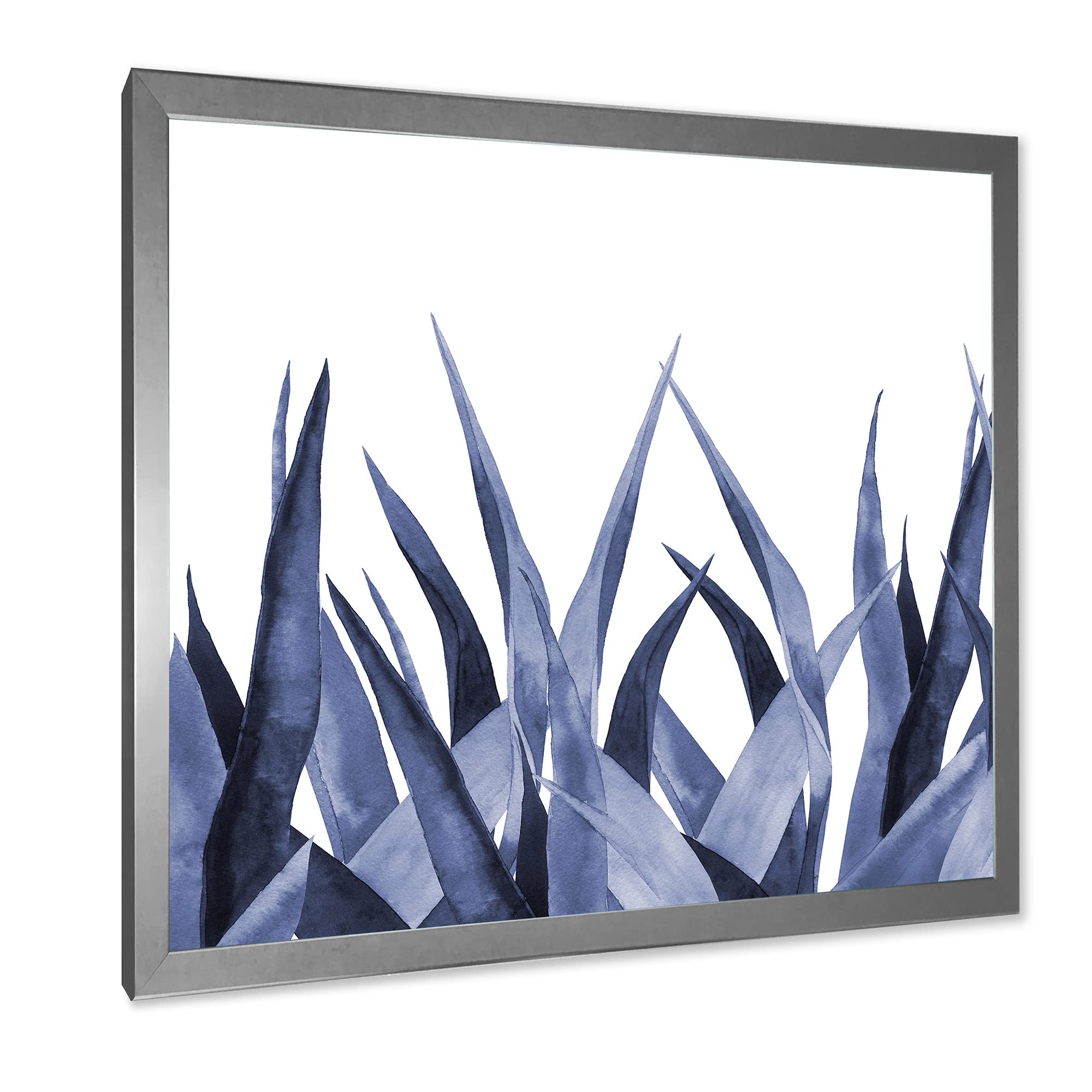 Handmade Navy Blue Agave Leaves Framed Wall Art - Mexican Traditional Home Decor for Living Room, Bedroom & Office