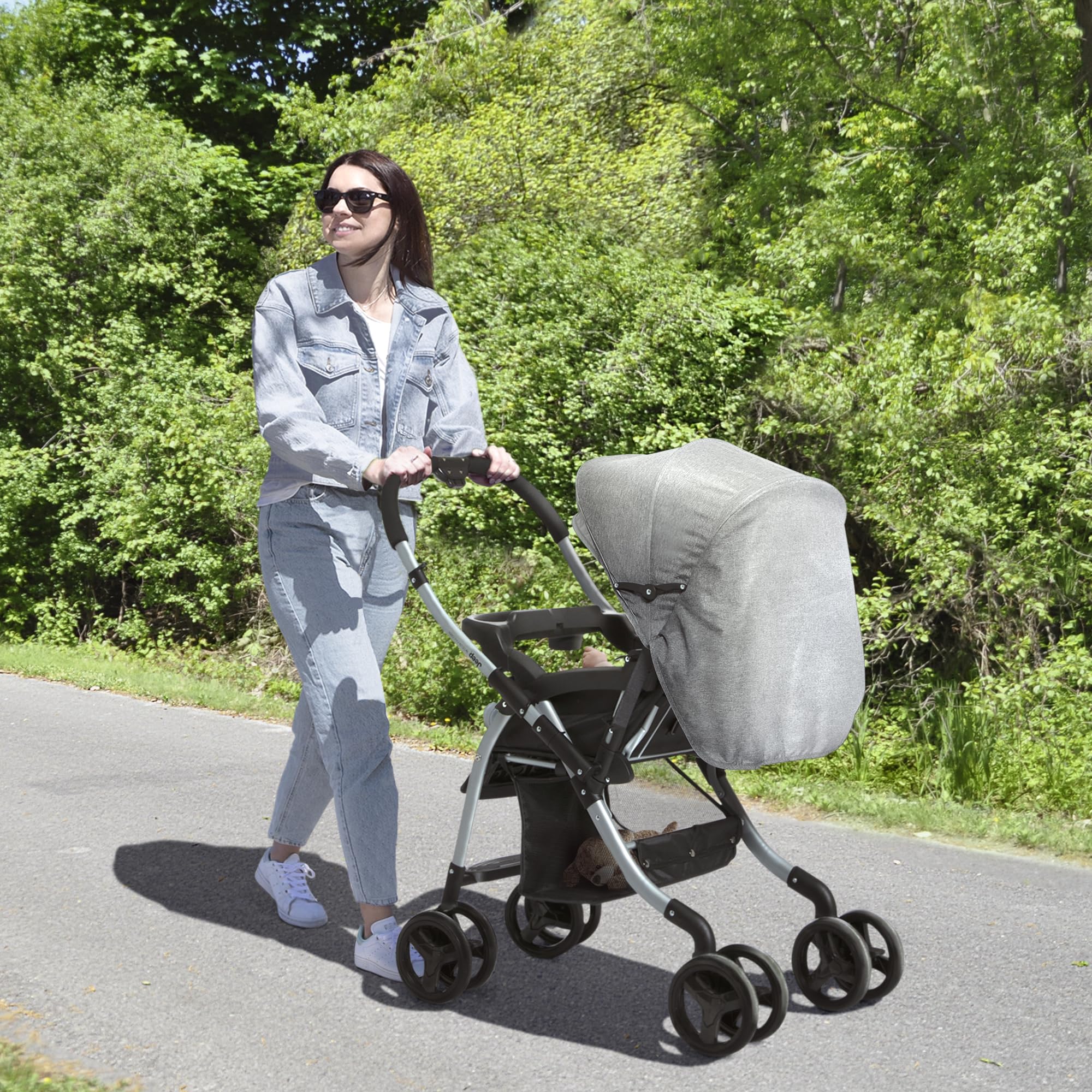 Jeep Unlimited Reversible Handle Stroller - Grey Tweed Baby Stroller with Adjustable Seat | Perfect for Newborns, Toddlers & Travel | Lightweight Compact Design for Shopping, Park Walks & Airplane Travel