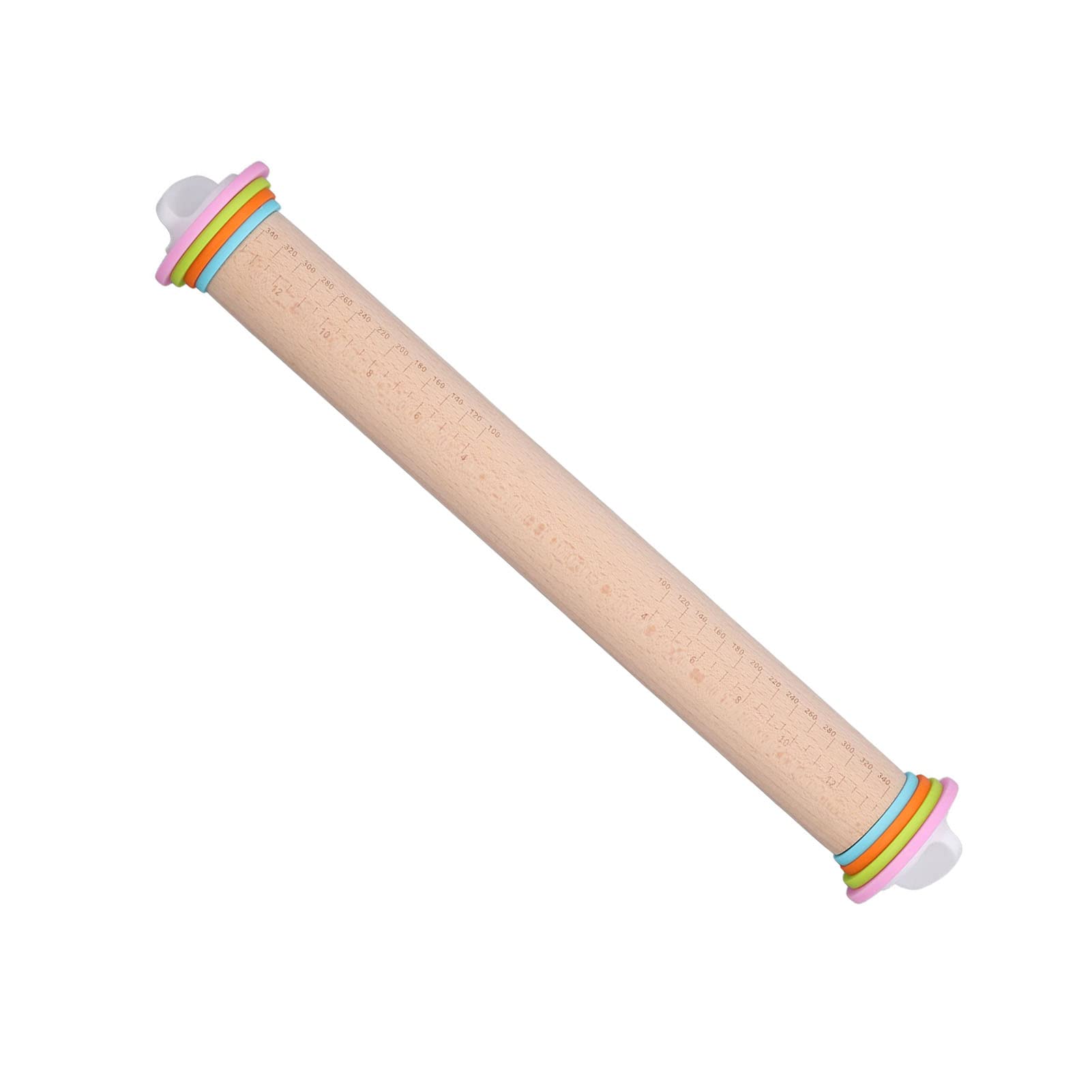 **Wooden Rolling Pin with Thickness Rings - 43CM Ergonomic Dough Roller for Pizza, Baking, Pastry & Pie Making - Perfect for Home Cooks & Professional Bakers**