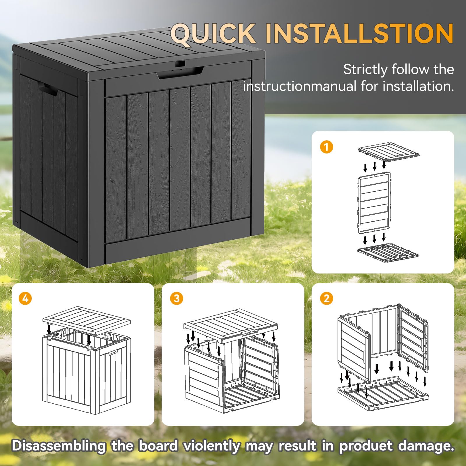 32 Gallon Waterproof Deck Box - Lockable Outdoor Storage for Garden Tools, Pool Accessories, Patio Furniture & Cushions | Durable Resin Indoor/Outdoor Storage Bench for Backyard, Poolside & Patio Organization