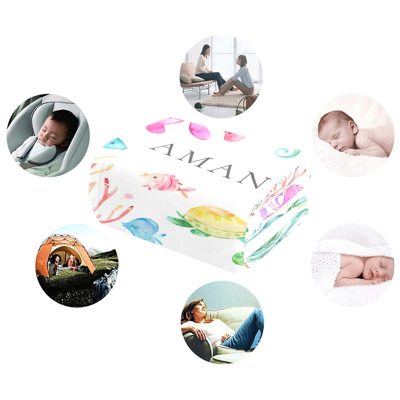Personalized Baby Blanket with Name - Custom Elephant Baby Blanket for Boys & Girls | Super Soft Newborn Blanket | Neutral Nursery Decor | Perfect Baby Shower Gift & Nursery Essential