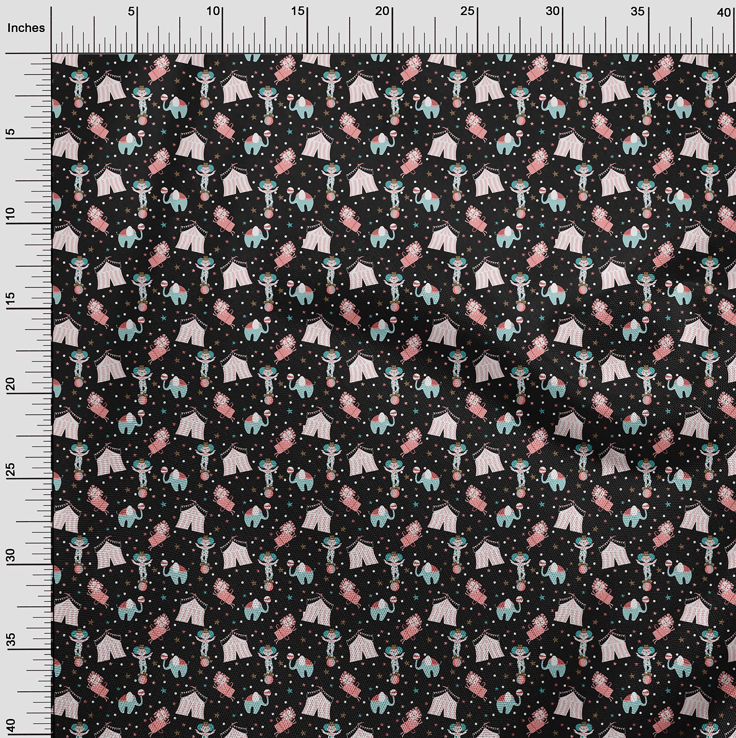 oneOone Velvet Black Fabric for Circus Costumes - 58 Inch Wide Printed DIY Sewing Material for Clothing, Crafts & Home Decor | Perfect for Halloween, Cosplay & Theater Costumes