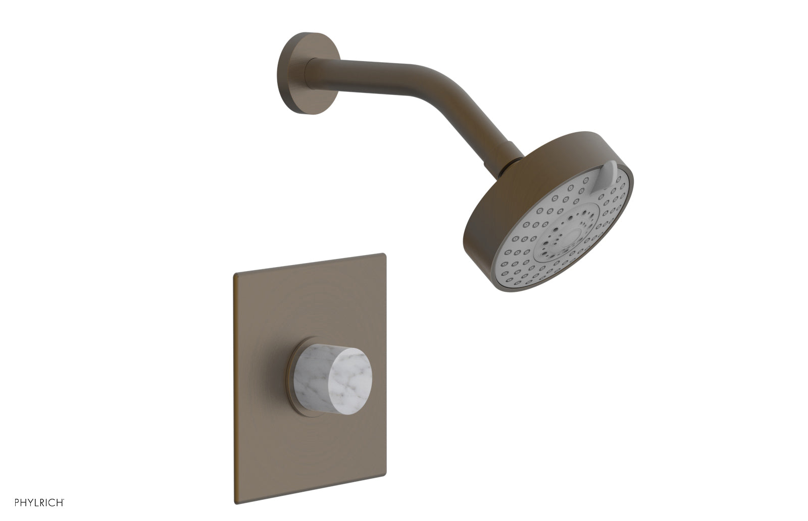 BASIC II Pressure Balance Shower Set with White Marble Handle - 230S 23 Series - Perfect for Modern Bathroom Renovation & Spa-Like Shower Experience
