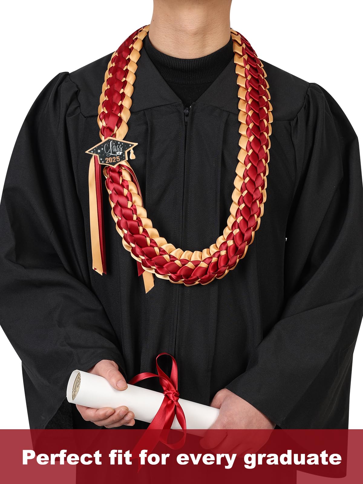 TFTAFAN Class of 2025 Graduation Lei - Braided Ribbon Necklace for Graduation Party | Hawaiian Style Leis for Women & Men | Perfect Graduation Gift for High School & College Ceremonies