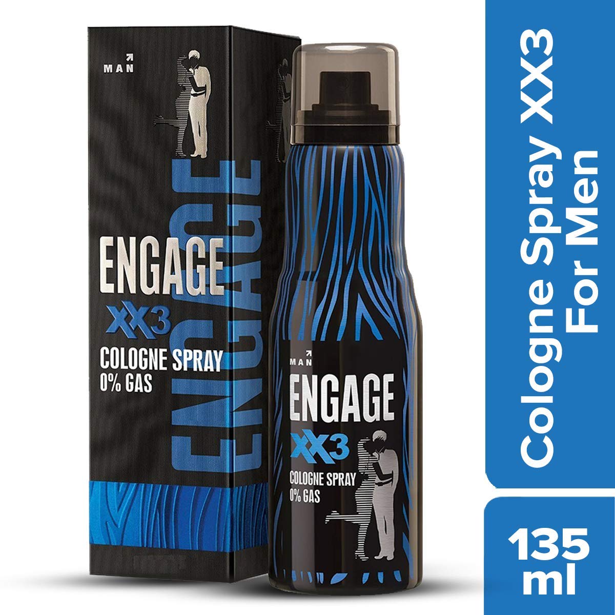 Engage XX3 Cologne for Men - Spicy & Woody Fragrance, No Gas Perfume, Skin-Friendly Formula, 135ml - Perfect for Date Nights, Office & Special Occasions