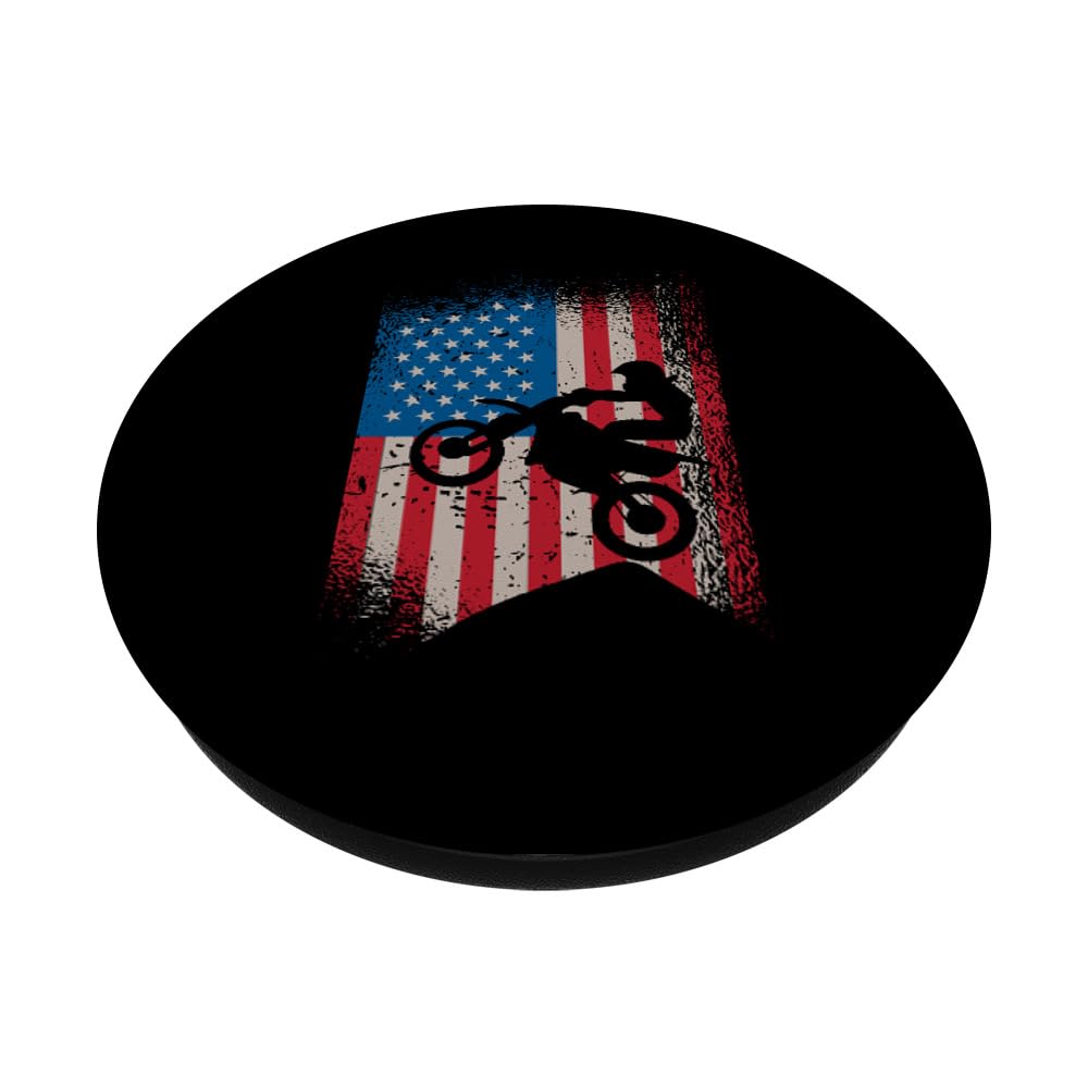 Patriotic American Flag Dirt Bike Motocross PopSockets Standard PopGrip - Perfect for Motorcycle Enthusiasts & Biker Gifts