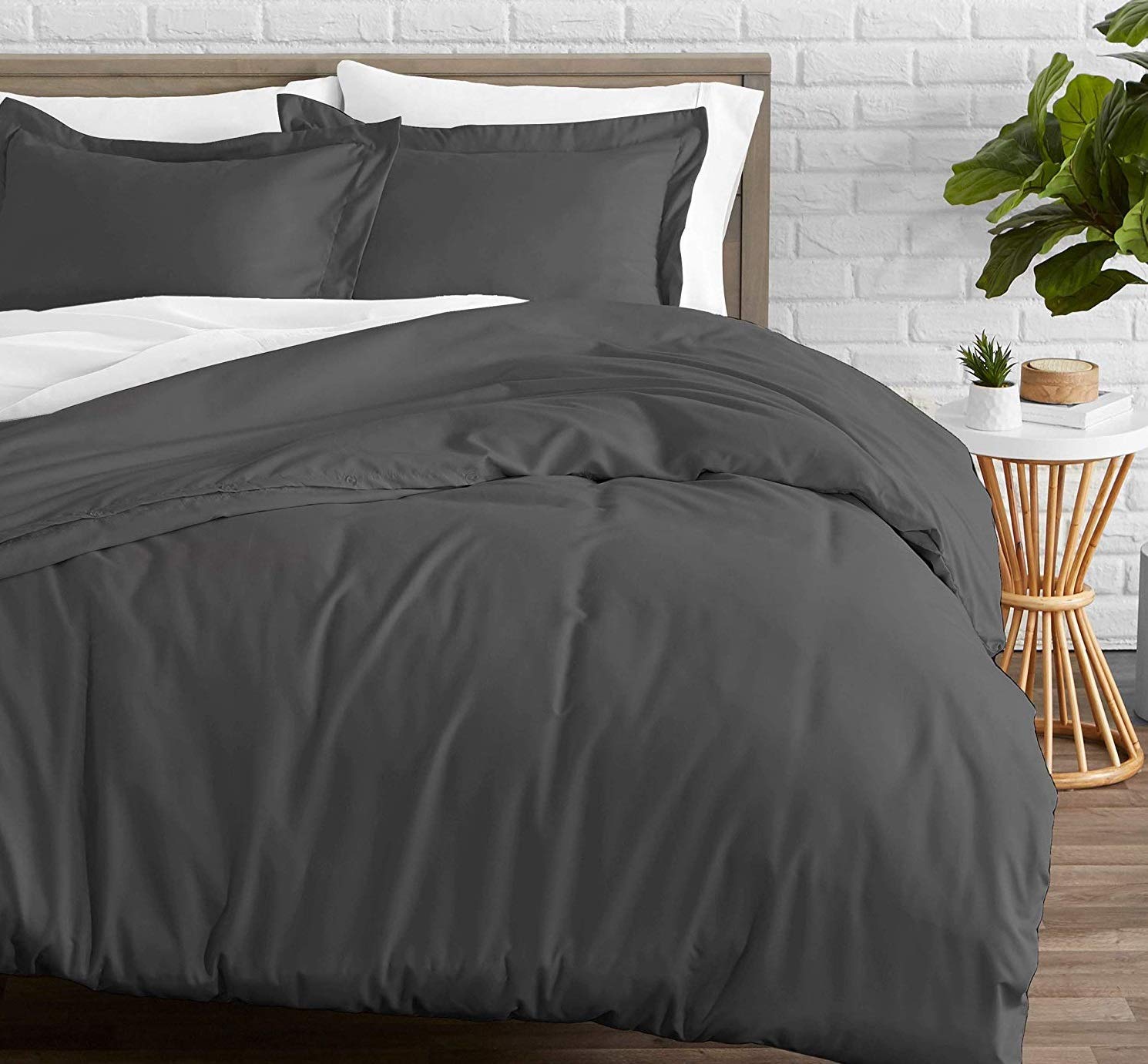 400 GSM Organic Cotton Quilted Comforter Set - 3-Piece Down Alternative, 400TC Microfiber, All Season Bedding with Corner Tabs (Super King, Dark Gray) for Cozy Winter Nights & Luxury Hotel-Style Bedroom Decor