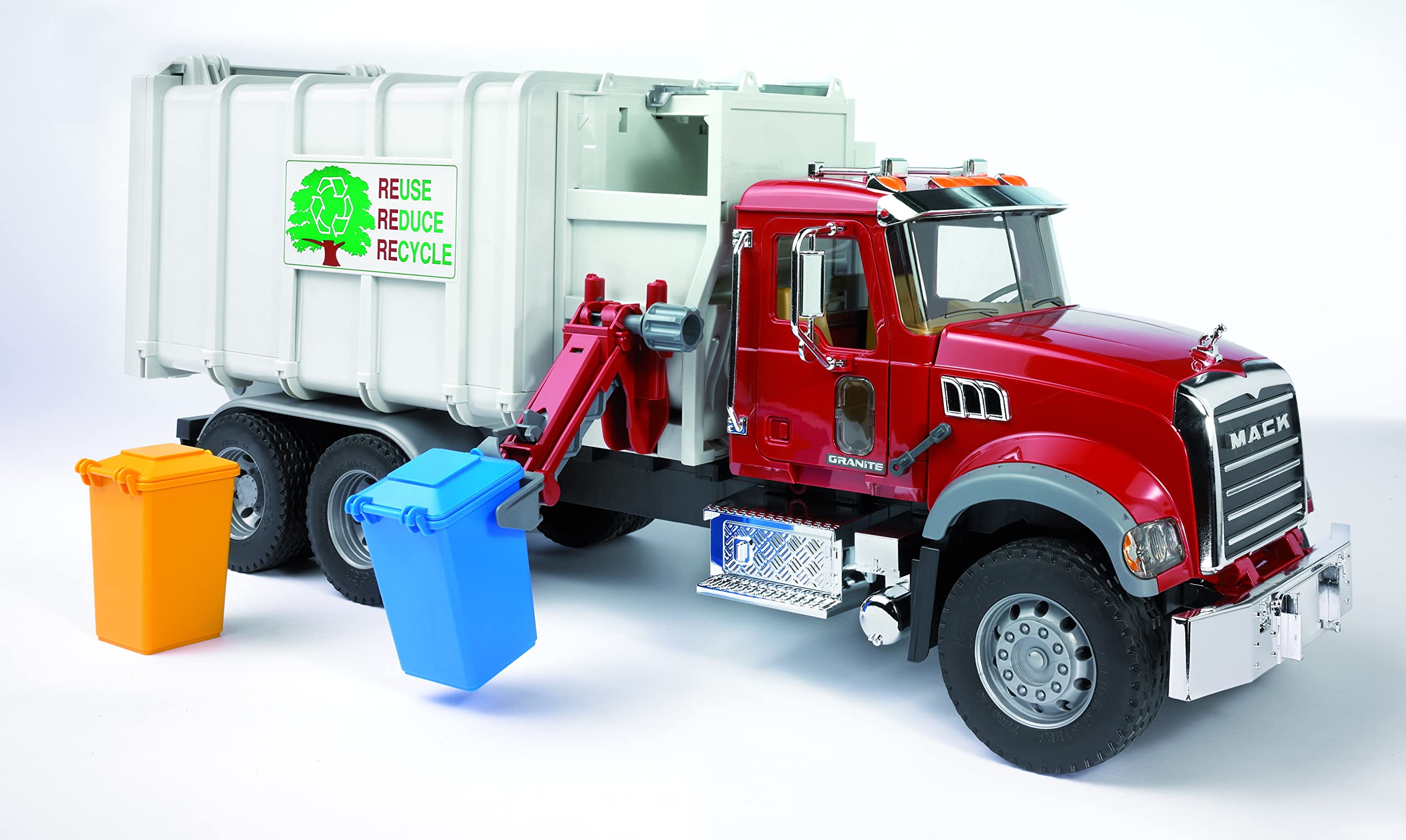 Bruder 02811 Mack Granite Side Loading Garbage Truck Toy - Realistic Construction Vehicle for Kids, Durable Playtime Fun | Pretend Play, Collectible Display, Birthday Gift Idea