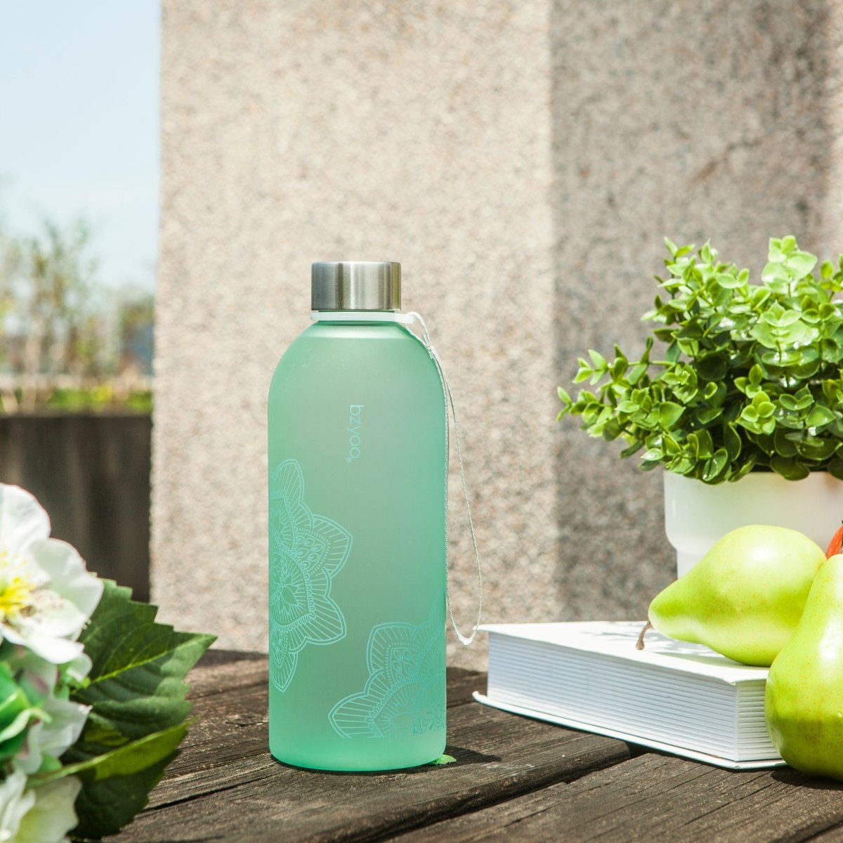 32oz La La Mandala Time Marker Tritan Water Bottle with Carrying Strap - BPA Free, Leak Proof, Motivational Water Tracking - Perfect for Gym, Hiking, Yoga & Daily Hydration (Green)