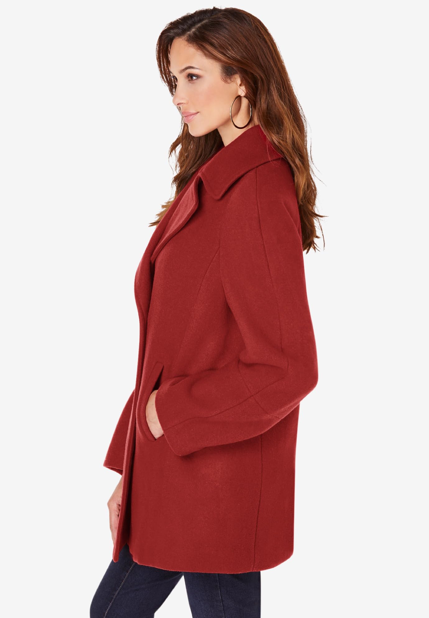 Rooman's Women's Plus Size Modern A-Line Peacoat Coat - Stylish Winter Outerwear for Curvy Women | Perfect for Office, Dating & Special Occasions