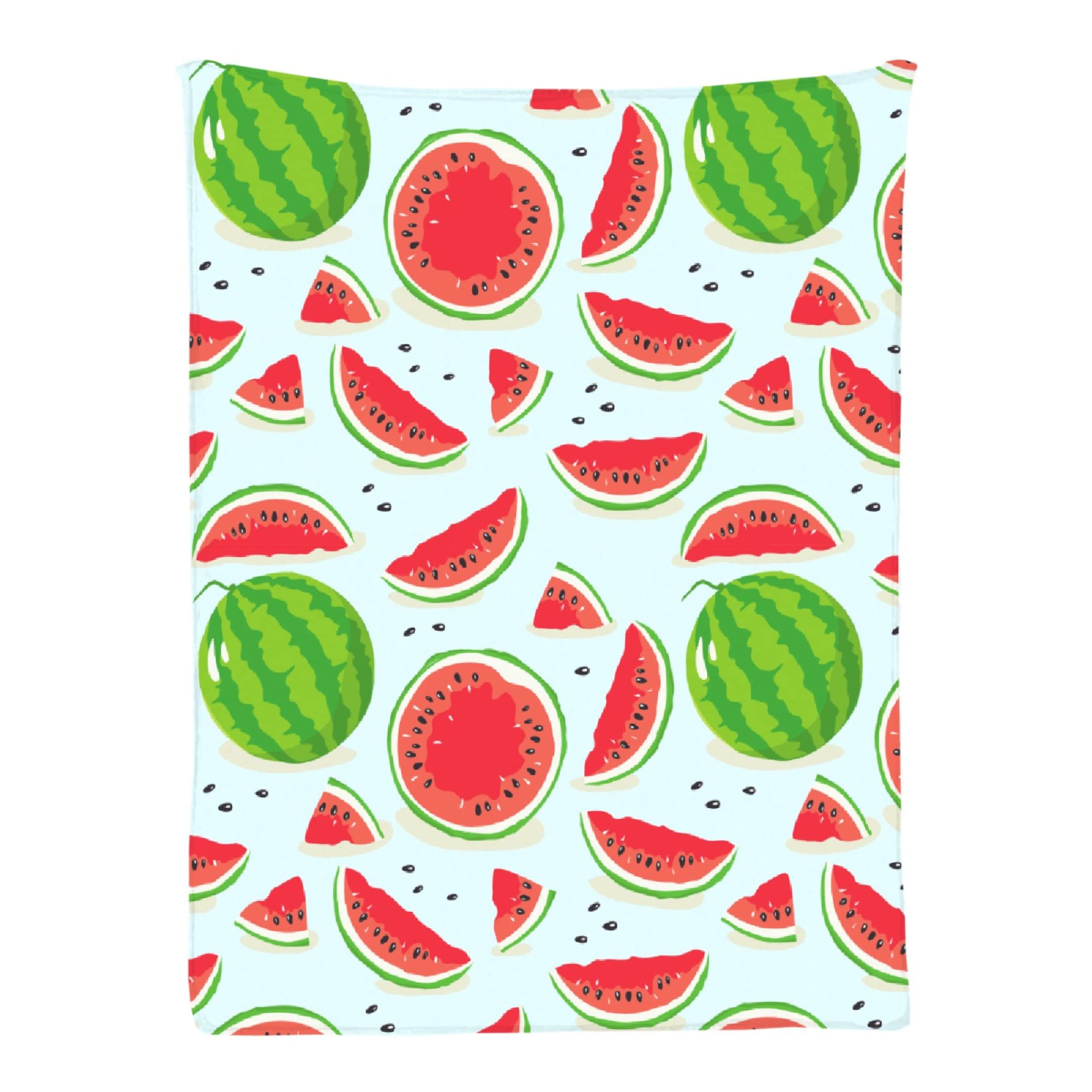 Yakujo Watermelon Print Lightweight Flannel Fleece Blanket - 120x90 Inches Oversized Machine Washable Soft Cozy Throw for Bed, Couch, Sofa - Perfect for Home, Office, Family & Gift Giving