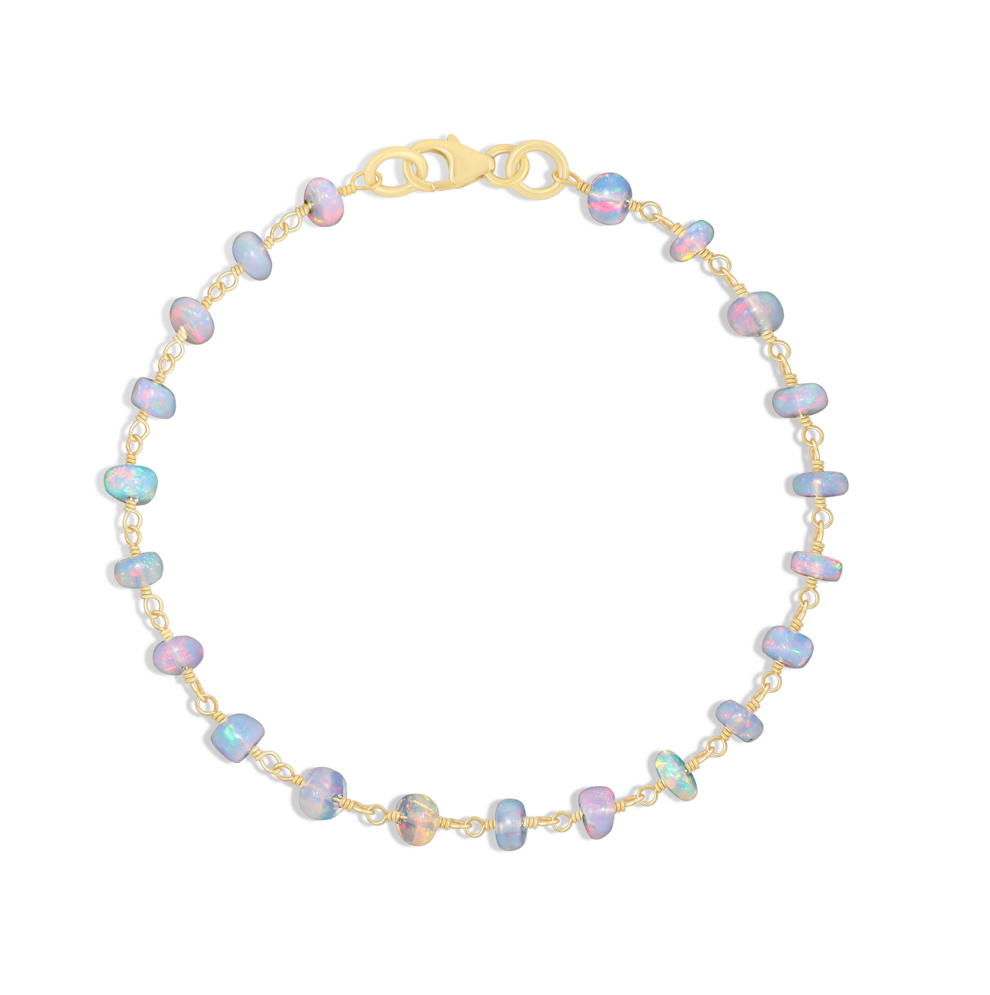 Rainbow White Opal Beads Chain Bracelet for Women - Elegant Boho Jewelry for Everyday Wear & Special Occasions