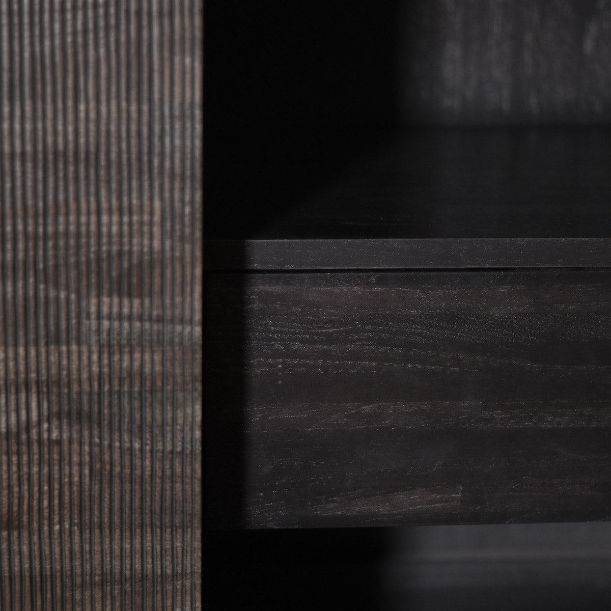 2 Door & 2 Drawer Cupboard with Grooves - Solid Wood Storage Cabinet for Living Room, Bedroom, or Office Organization
