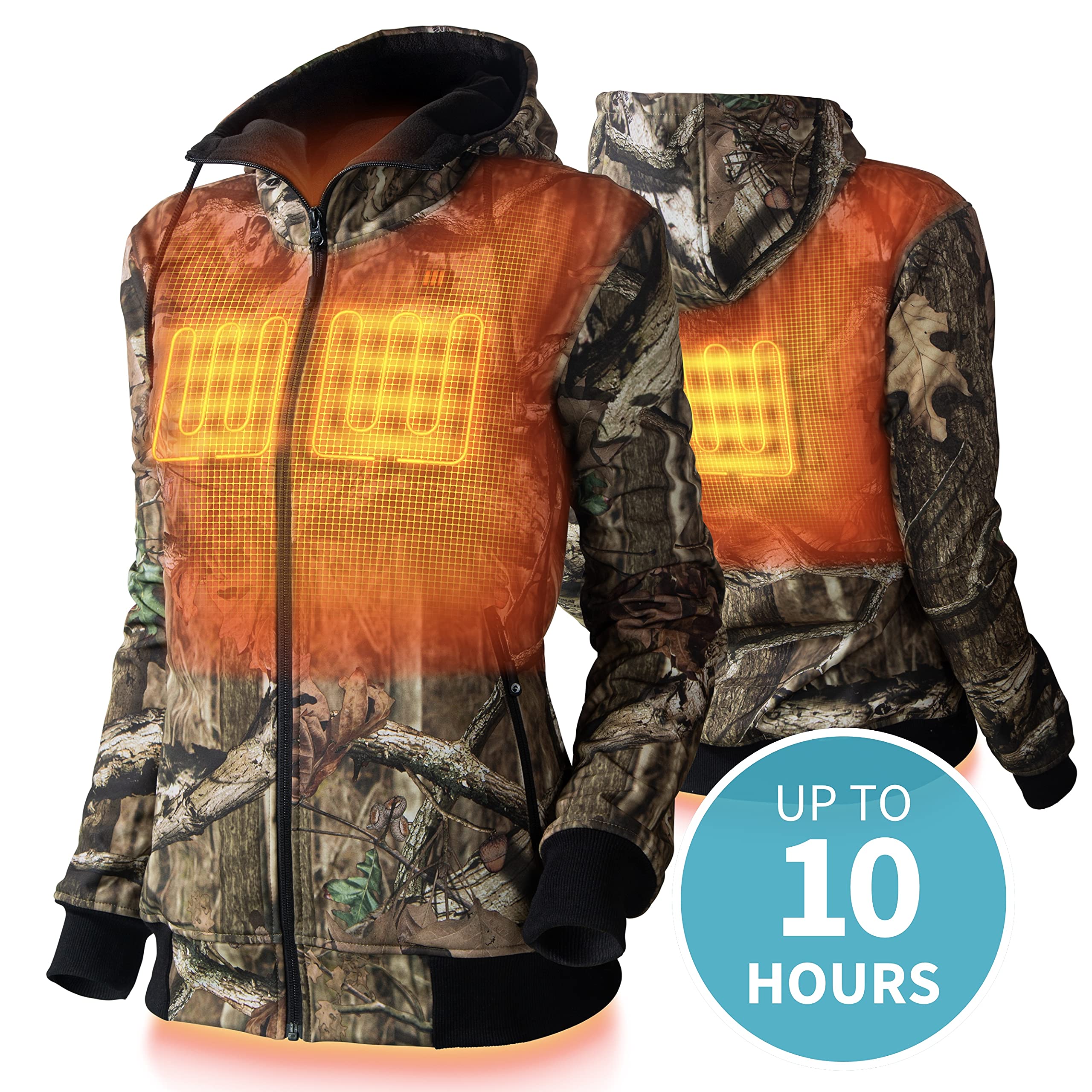 Women's Heated Hunting Hoodie with 10-Hour Battery Life - USB Rechargeable Winter Jacket for Outdoor Activities, Camping & Cold Weather Adventures