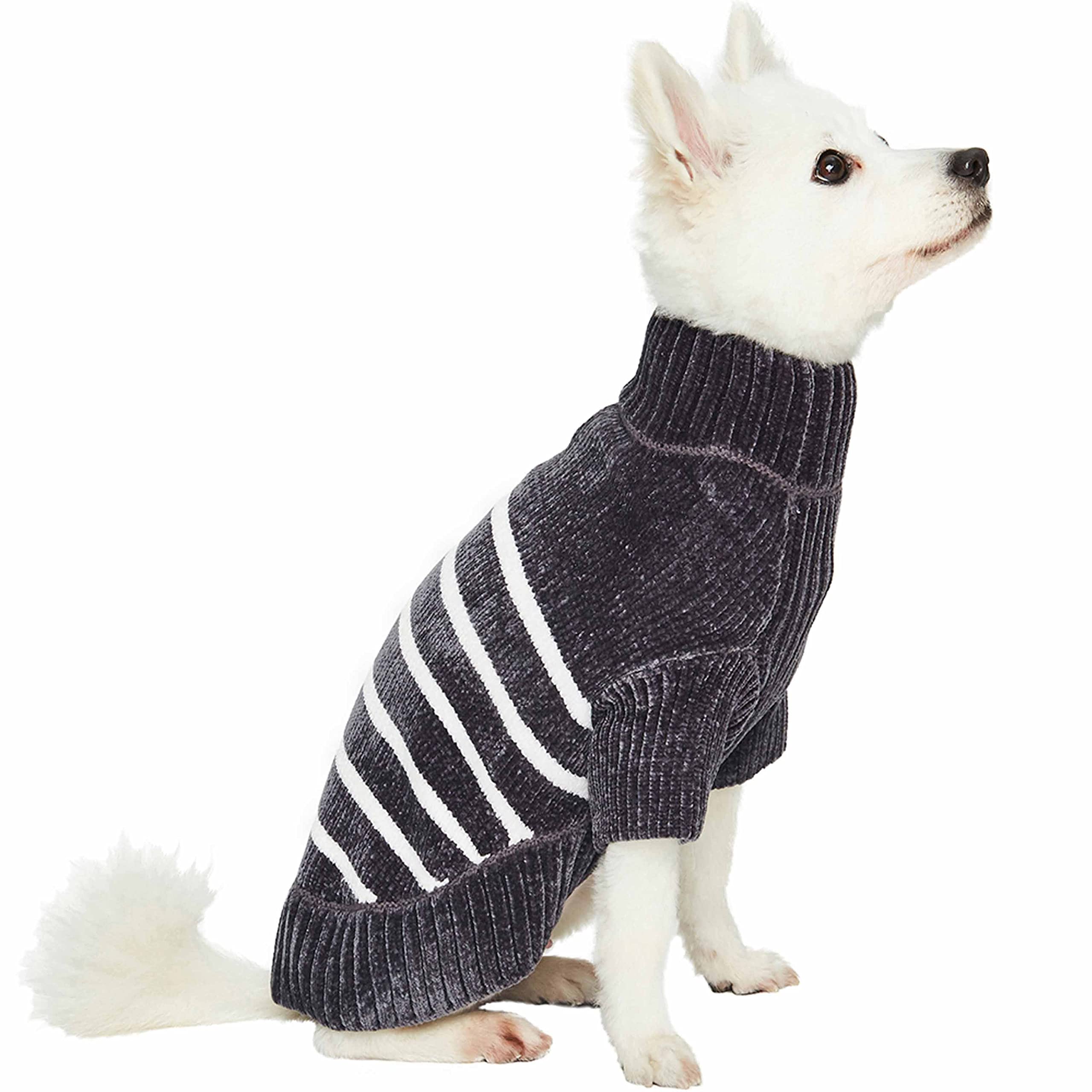 Blueberry Pet Ultra Soft Dog Sweater - Warm Winter Coat for Small Dogs, Chic Grey Fleece Sweater (10