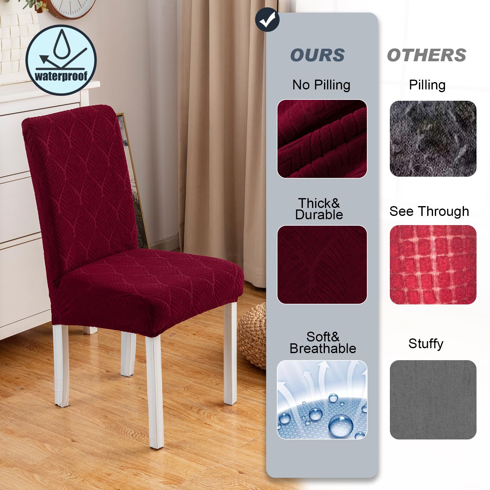 Waterproof Dining Chair Covers - Stretch Parsons Chair Slipcovers for Kitchen & Dining Room - Washable & Removable Chair Protector - Perfect for Everyday Use, Family Gatherings & Pet Protection