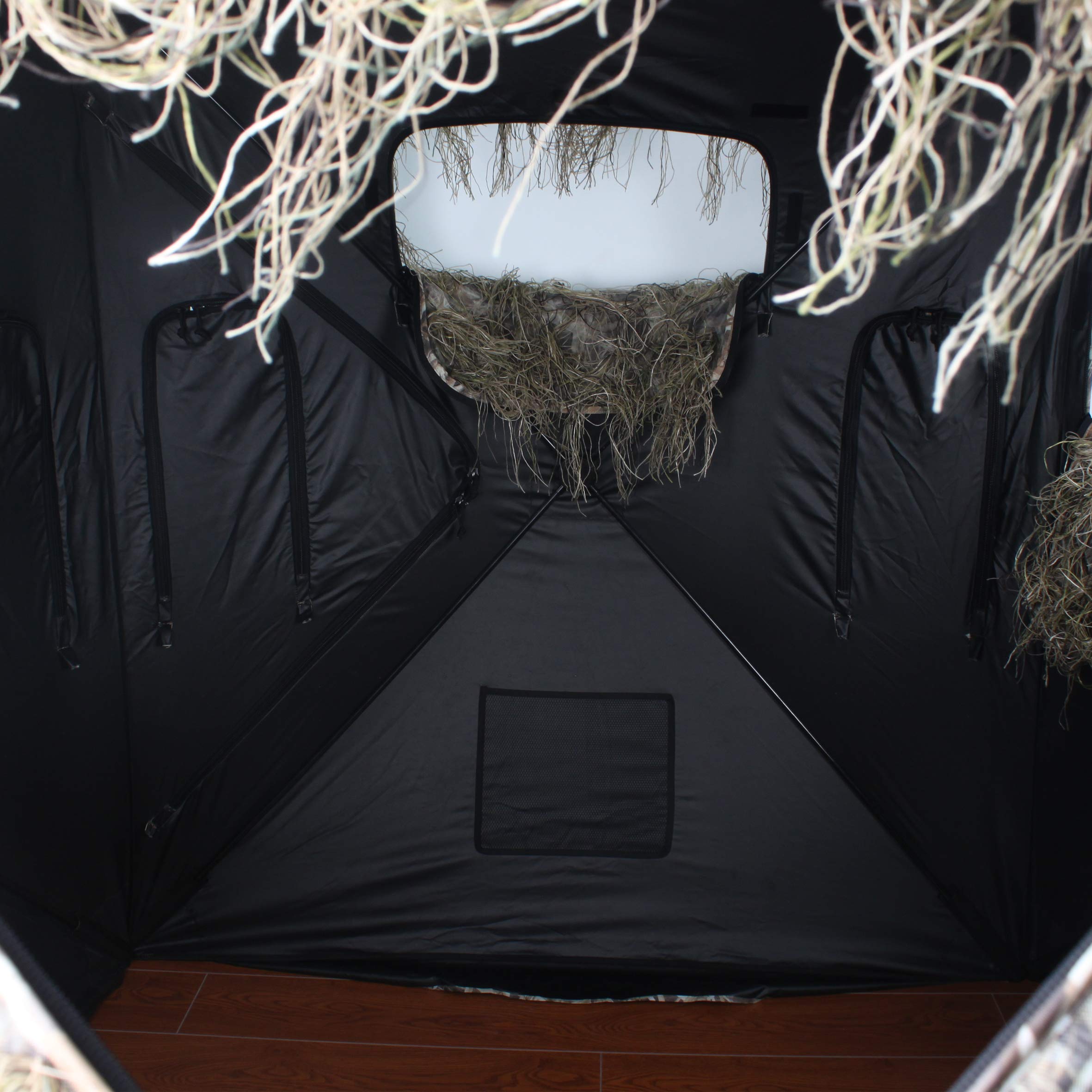 AUSCAMOTEK 3-Person Ghillie Scouter Hunting Blind with Ghilly Cover - Perfect for Deer Hunting, Turkey Hunting, and Wildlife Observation in Woodlands and Fields