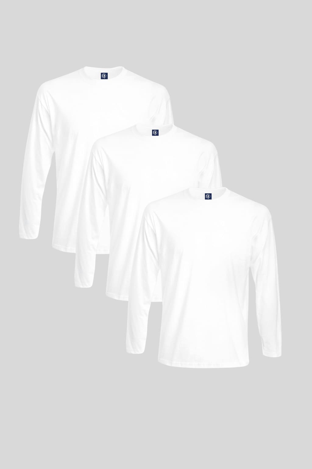 Barucci Blase White Premium Cotton Long Sleeve T-Shirt 3 Pack - Soft Comfortable Casual Shirts for Men, Work, Gym & Everyday Wear