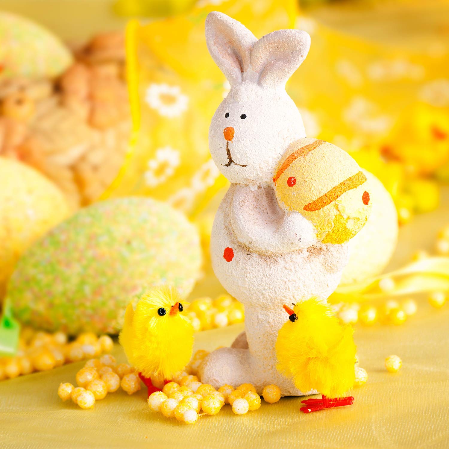 36Pcs Easter Chenille Chicks Decorations - Cute Yellow Easter Chicks with 4 Sheet Stickers for Kids, Easter Egg Hunt Party Favors, Bonnet & Basket Fillers - Perfect for Spring Decor, Classroom Activities & Easter DIY Crafts