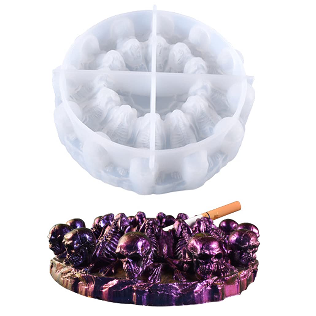 Halloween Skull Silicone Mold for Resin Casting - DIY Epoxy Resin Ashtray, Jewelry Box & Candlestick Molds - Perfect for Home Decor, Resin Art & Craft Projects (1pc Skull Mold) - Great for Party Favors, Gothic Decor & Unique Gifts
