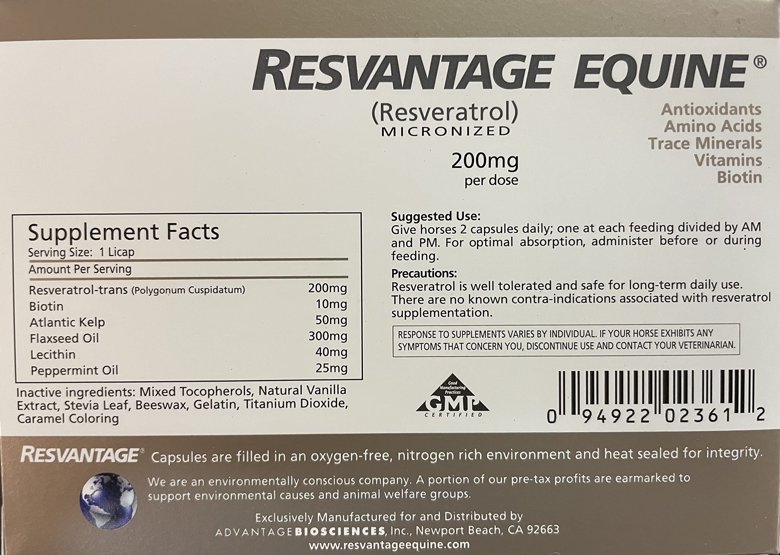 Equine Resveratrol Supplement - 60 Chewable Liquid Filled Capsules for Horse Joint & Immune Support - Perfect for Performance Horses & Senior Equine Care