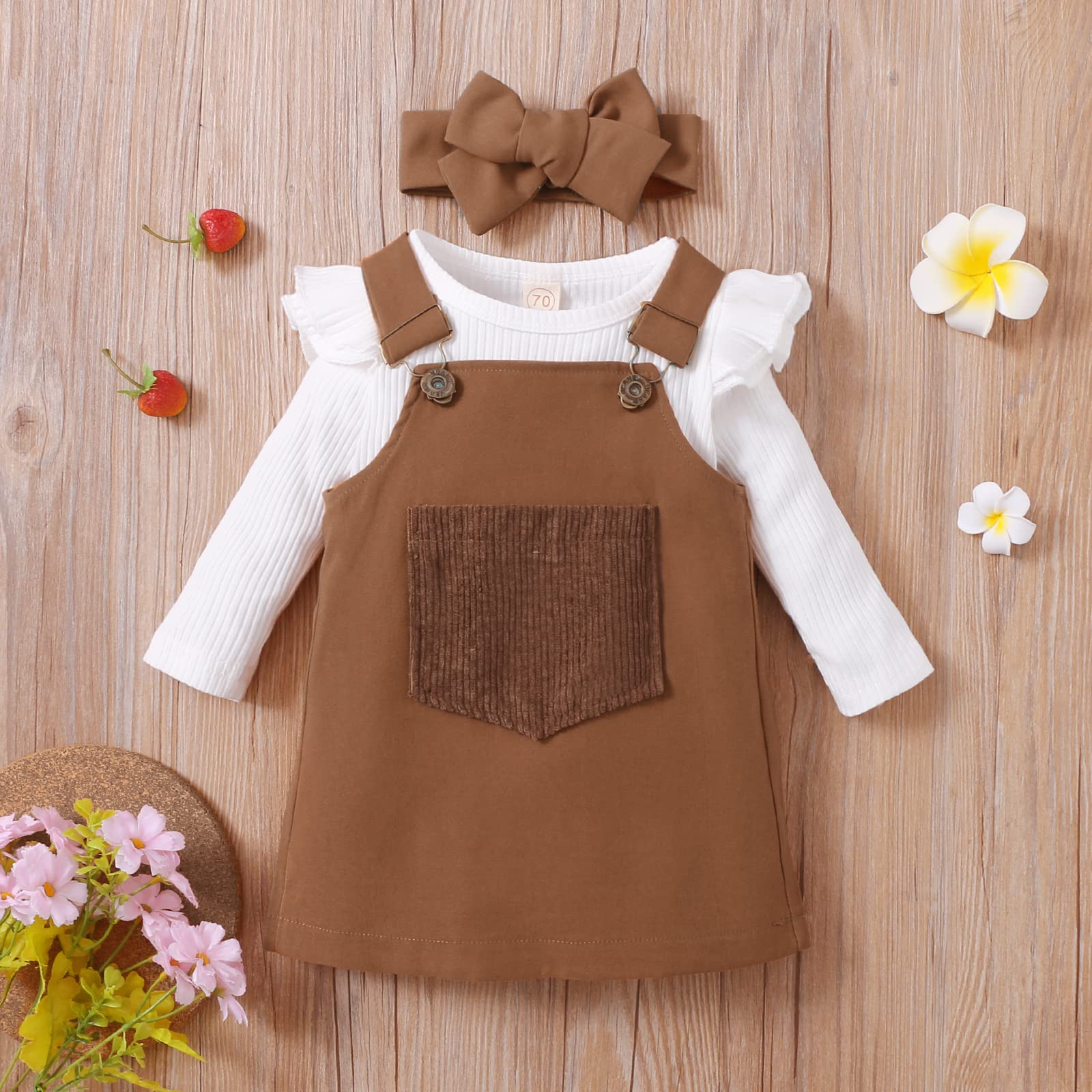 Mubineo 3-Piece Newborn Baby Girl Outfit Set - Bodysuit, Romper, Dress & Headband | Soft Cotton Baby Clothes for Photos, Parties & Everyday Wear