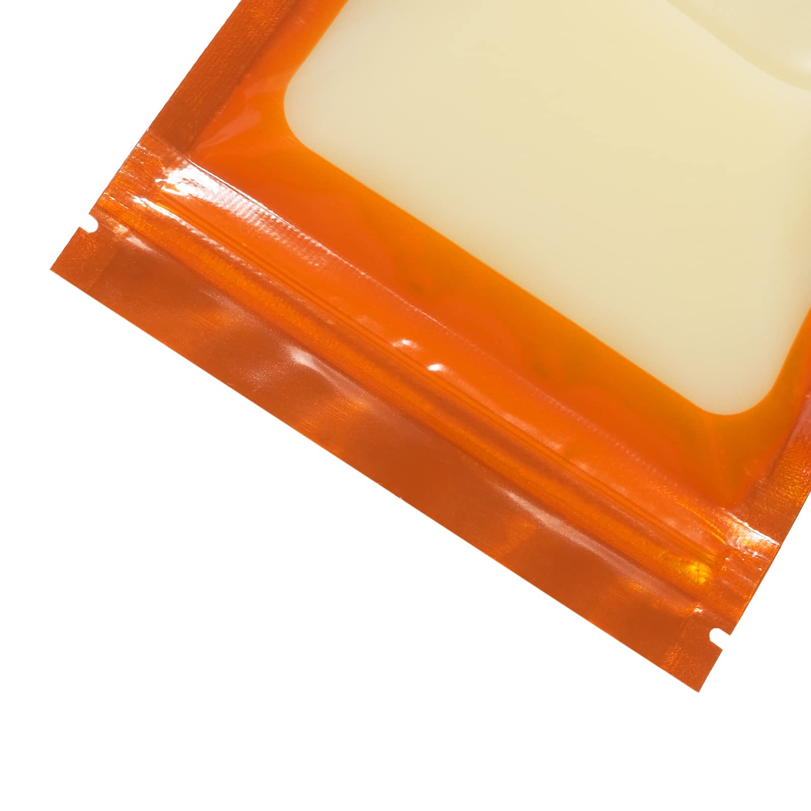 100 Pack 2.8 x 4 Inch Resealable Smell Proof Mylar Bags with Front Window - Orange Flat Foil Pouch for Food Storage, Coffee, Tea, Herbs & Cannabis Preservation | Airtight & Moisture Proof Packaging Solution