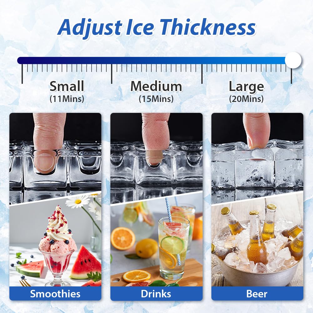 Commercial Ice Maker 80lbs/24H - Fast Ice Machine Produces 36 Cubes in 11-20 Mins, Freestanding Ice Maker with 13Lbs Storage Bin, 2 Water Fill Options - Perfect for Home, Bar, Office & Restaurant Use