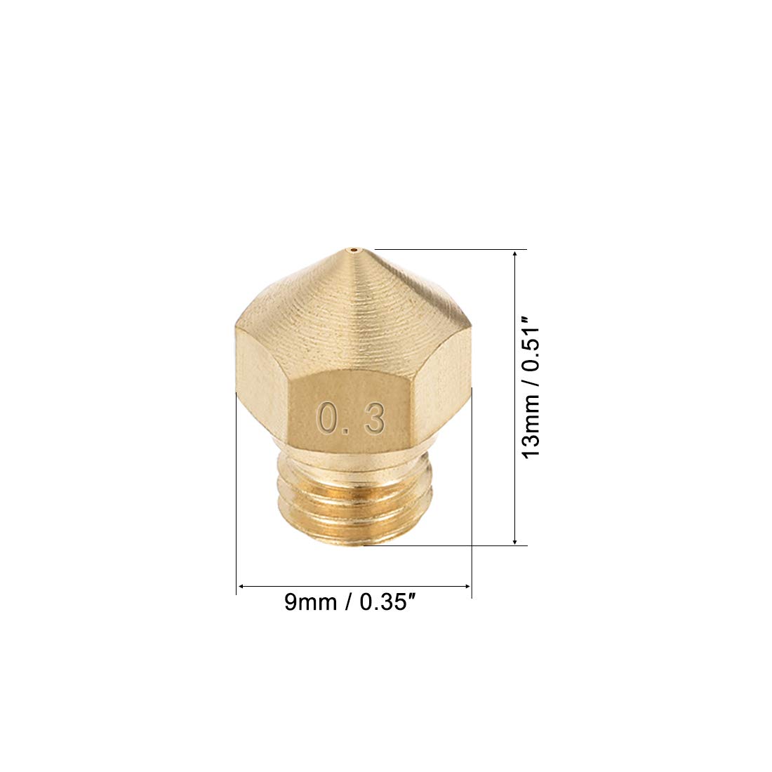 uxcell 5pcs Brass 3D Printer Nozzle 0.3mm, M7 Extruder Print Head Compatible with 1.75mm Filament - Perfect for High-Precision 3D Printing & Miniature Model Creation