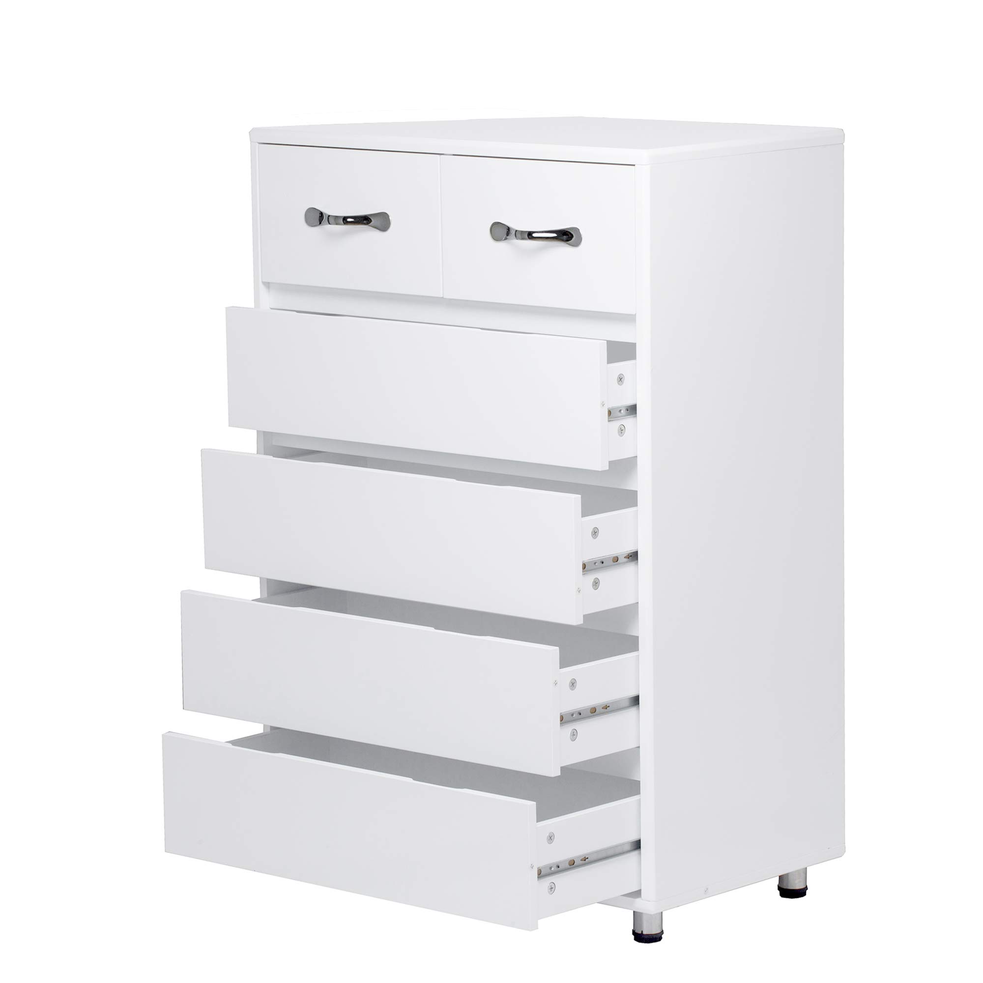 Wooden Nightstand with Storage Drawers & Fabric Bins - Side Table Cabinet for Bedroom, Living Room | File Organizer with Easy Pull Handles - White End Table for Home Office & Small Space Organization