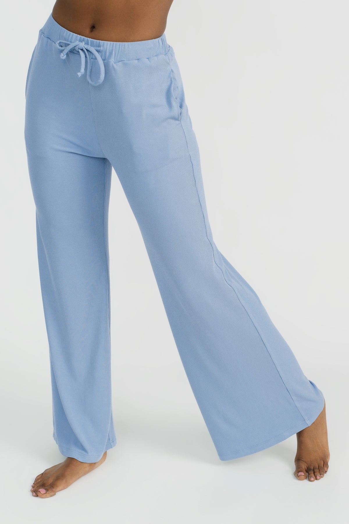 Rory Wide Leg Pants in Azure Blue - Comfortable High Waist Flowy Trousers for Women | Perfect for Office, Casual Outfits & Travel