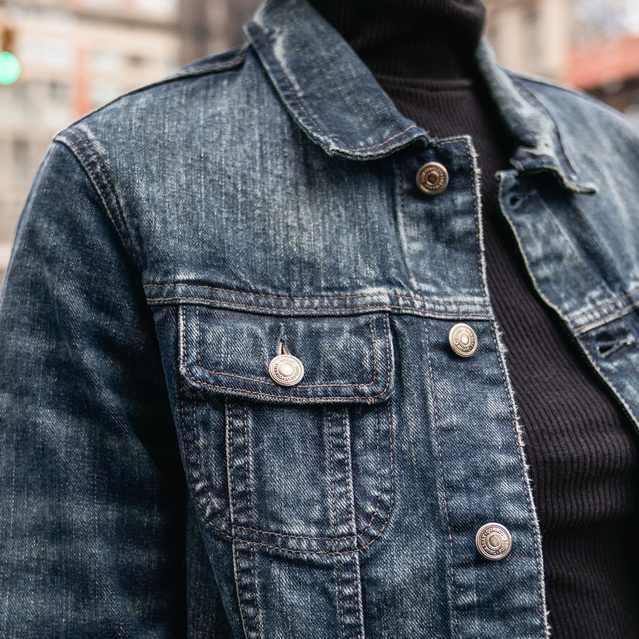 Vintage Faded Indigo Denim Jacket for Men & Women | Classic Trucker Style | Casual Wear, Outdoor Adventures & Street Fashion