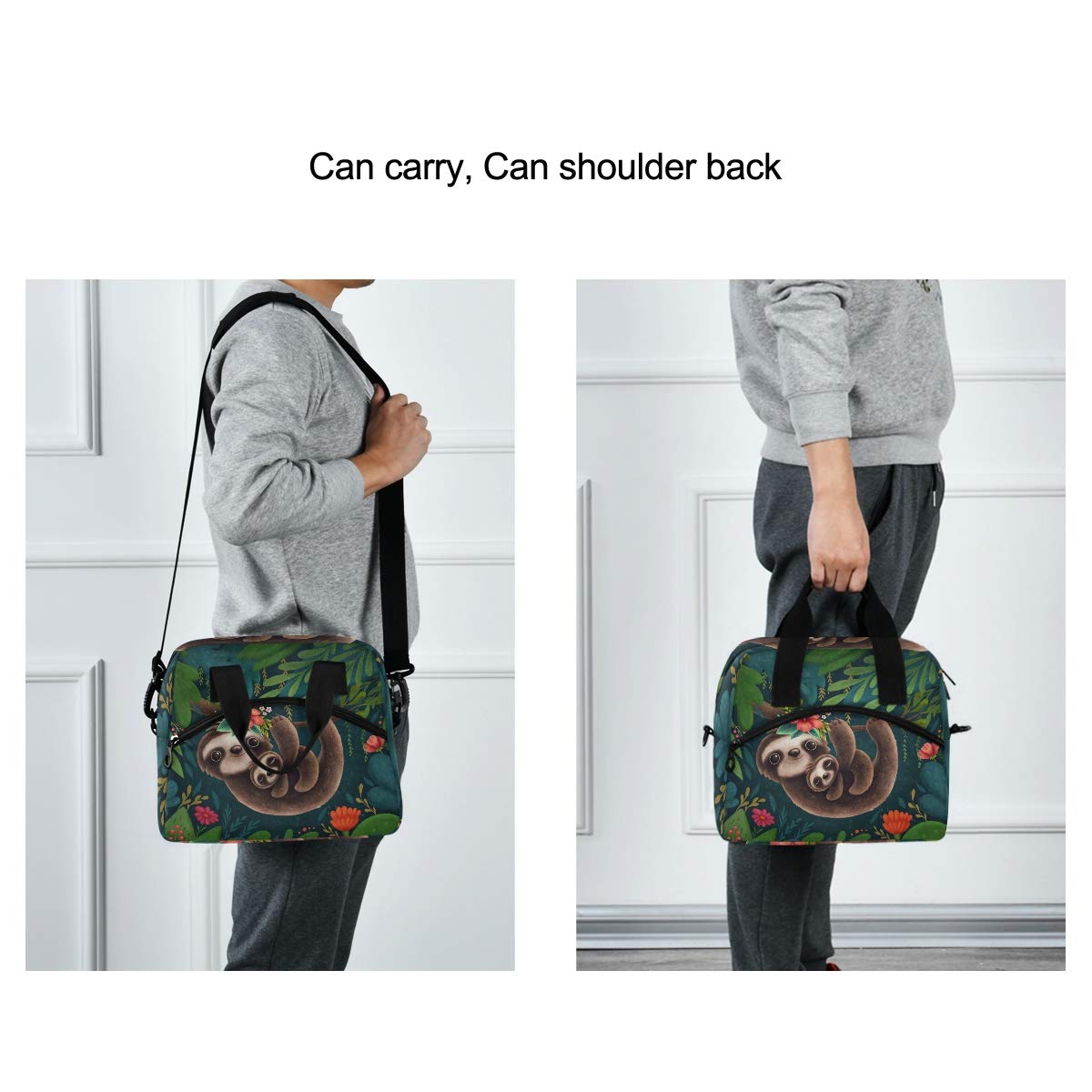 Blueangle Cute Sloths Insulated Lunch Bag for Women & Men - Water-Resistant Thermal Tote Lunch Box Cooler Bag with Organizer Pockets | Perfect for Work, School, Picnics & Outdoor Activities