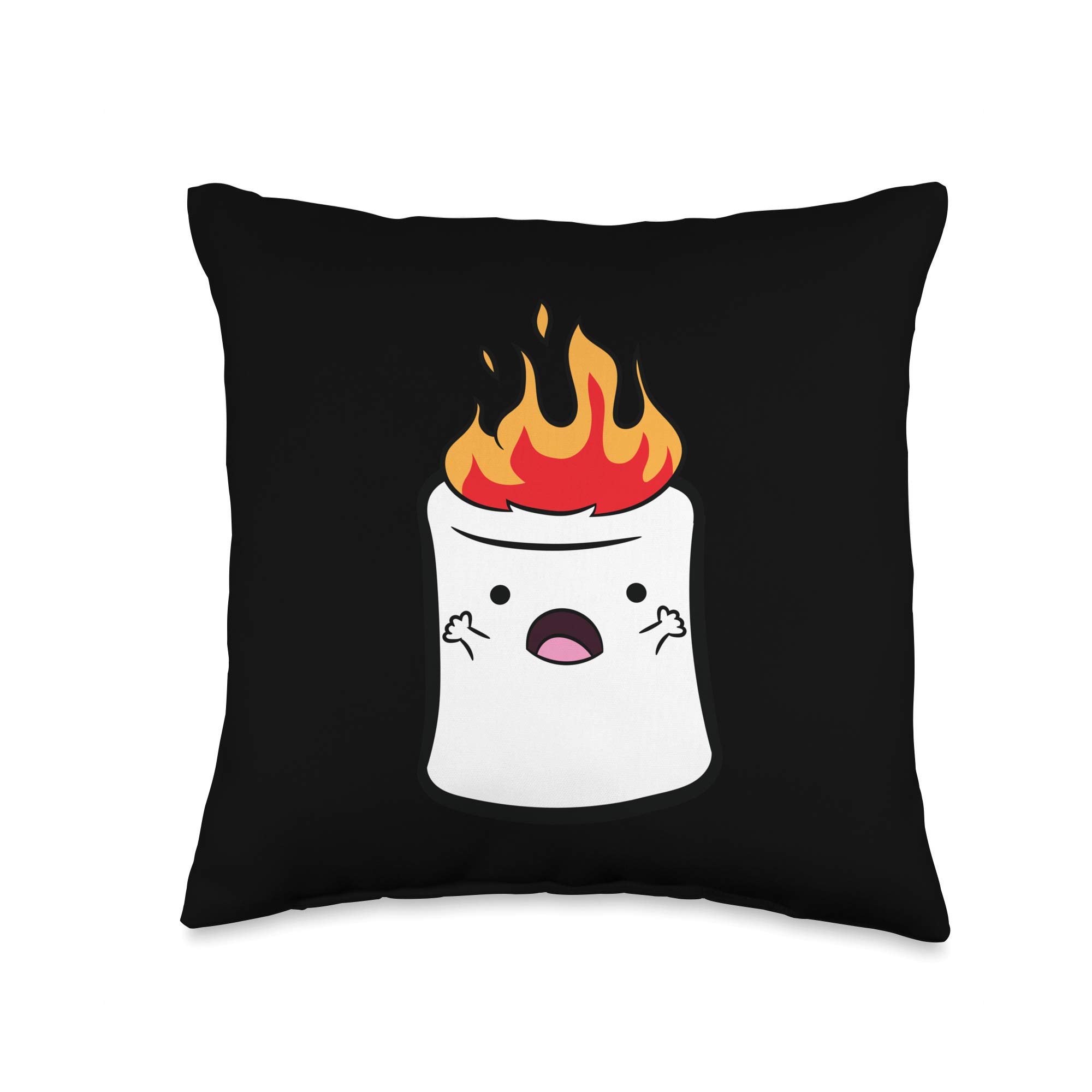 Funny Camping Marshmallow Love Throw Pillow - Soft Couch Decor for Living Room, Bedroom & Outdoor Camping Gifts