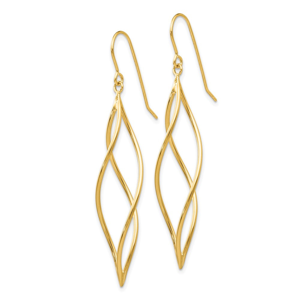Elegant Gold Polished Long Twisted Dangle Earrings for Women - TL832 Model | Perfect for Parties, Weddings & Evening Events